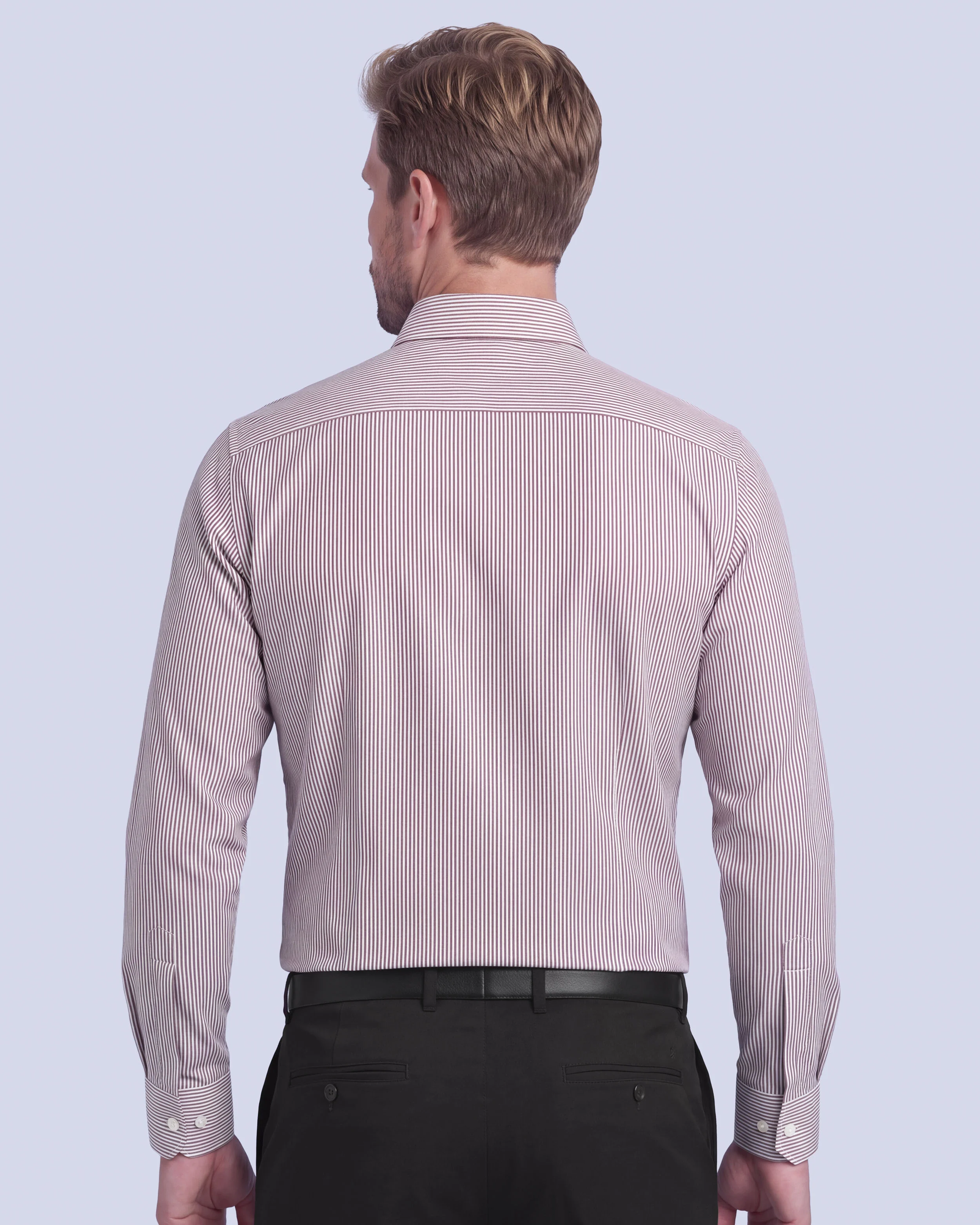 Camisa de vestir slim fit mini rayada vino bambú stretch