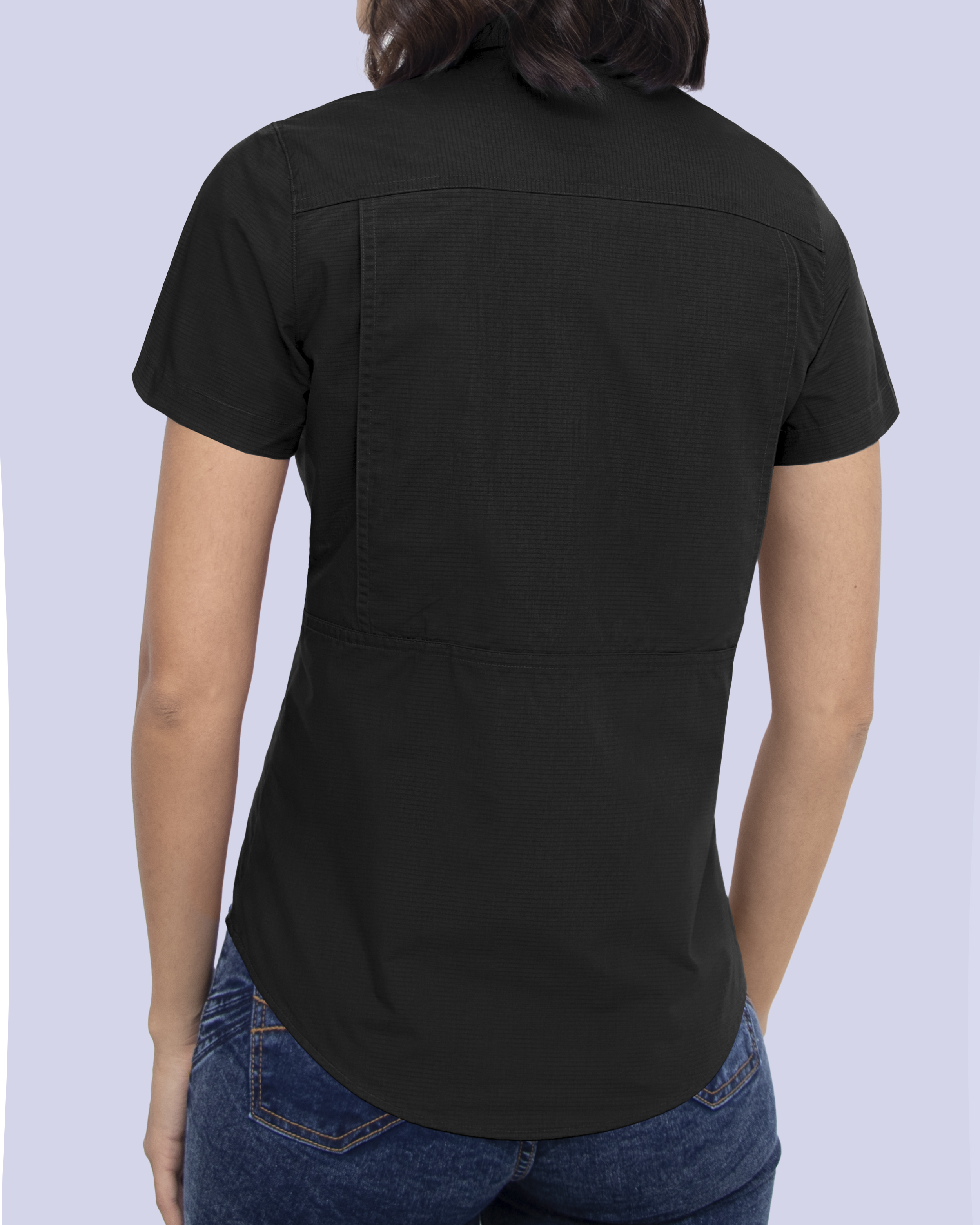 Blusa casual manga corta performance negra