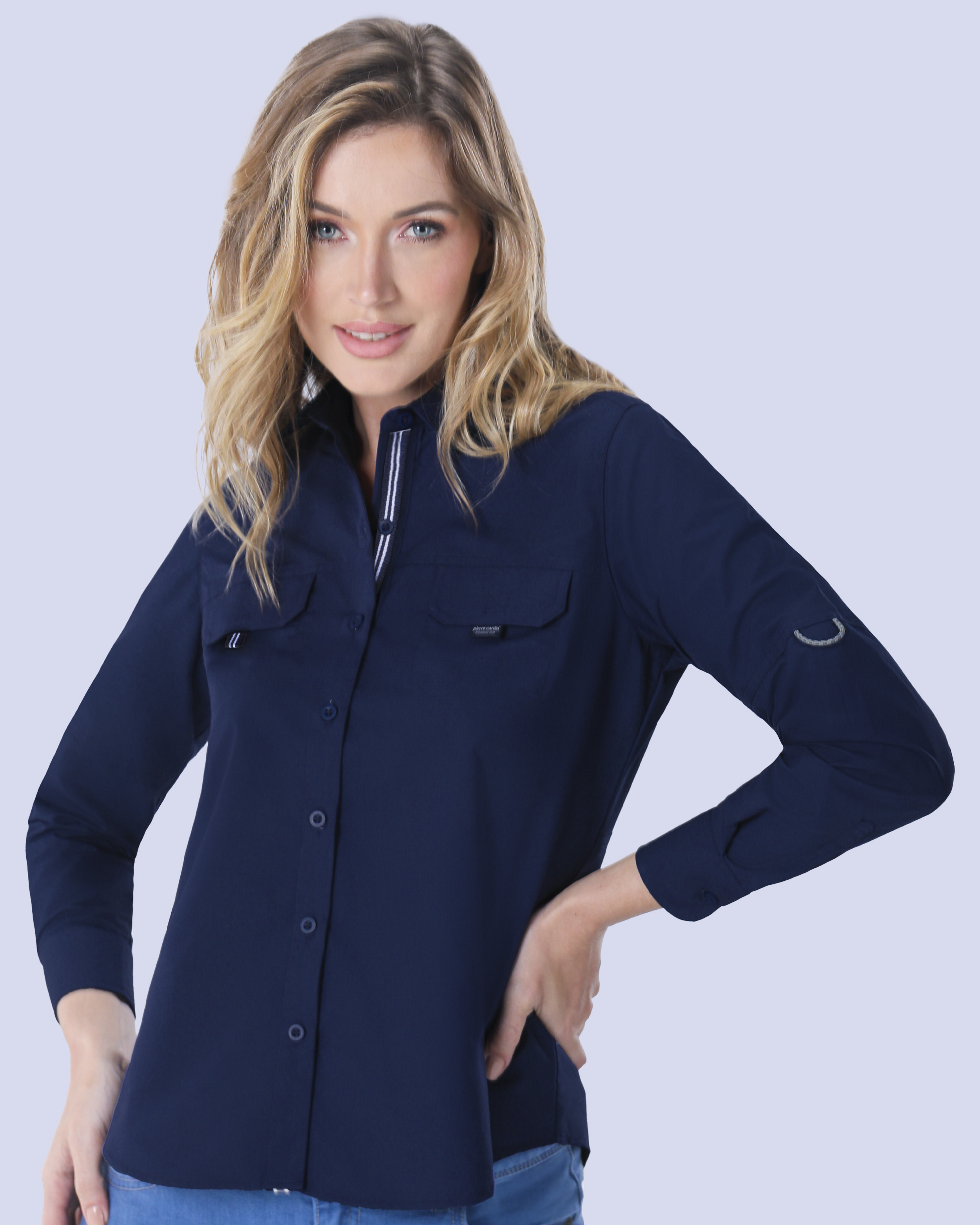 Blusa casual manga larga performance navy