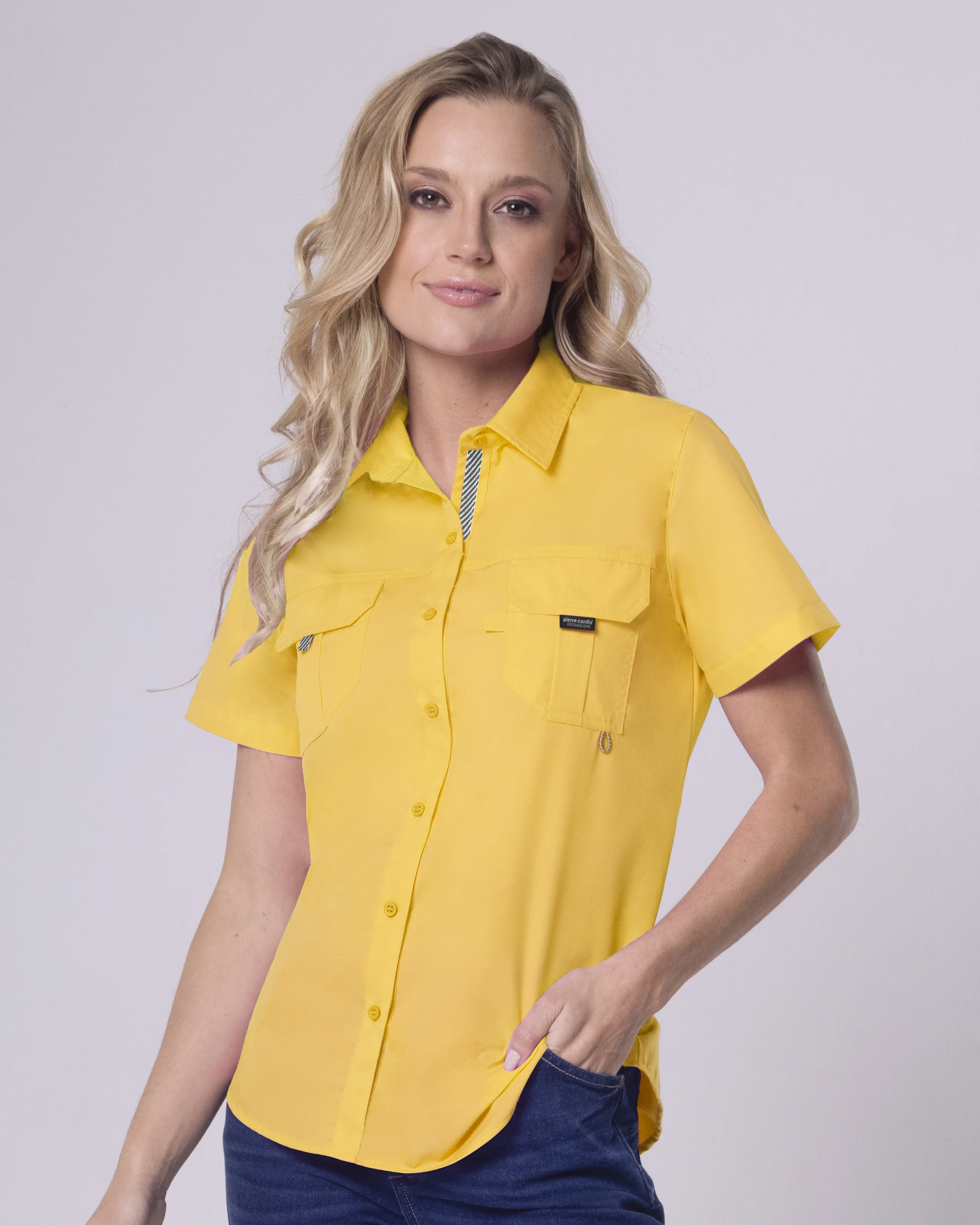 Blusa casual manga corta performance amarilla