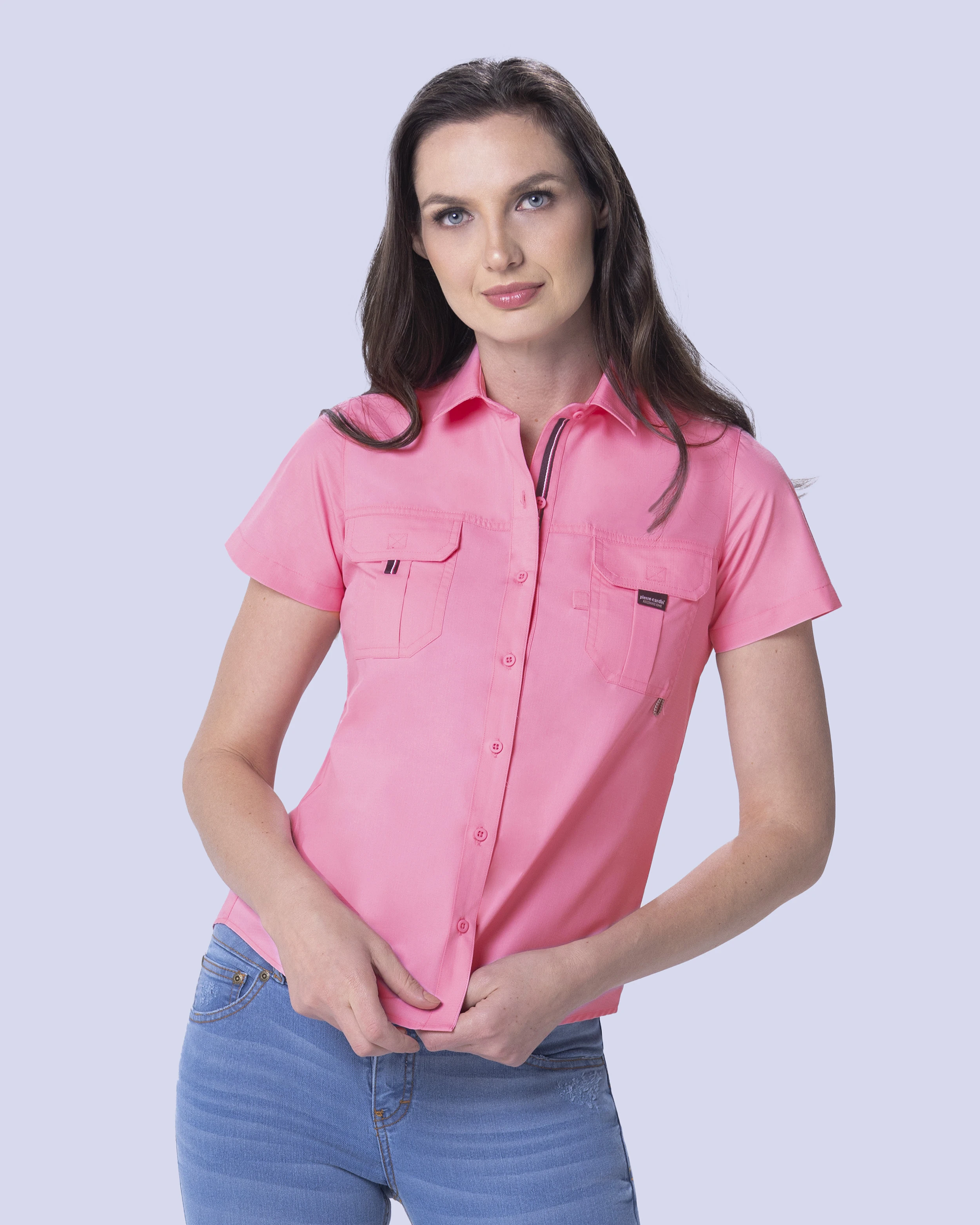 Blusa casual manga corta performance rosada