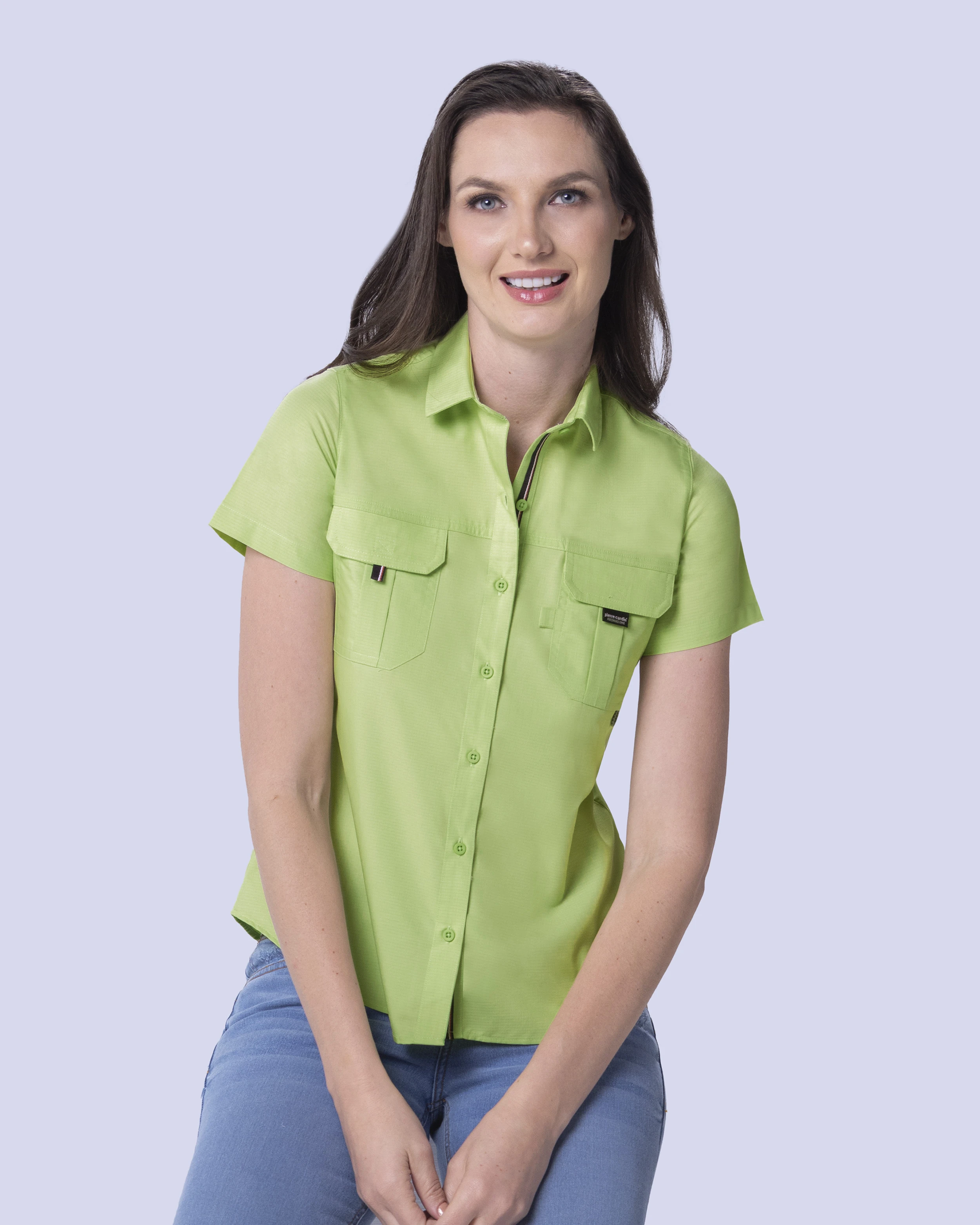 Blusa casual manga corta performance verde