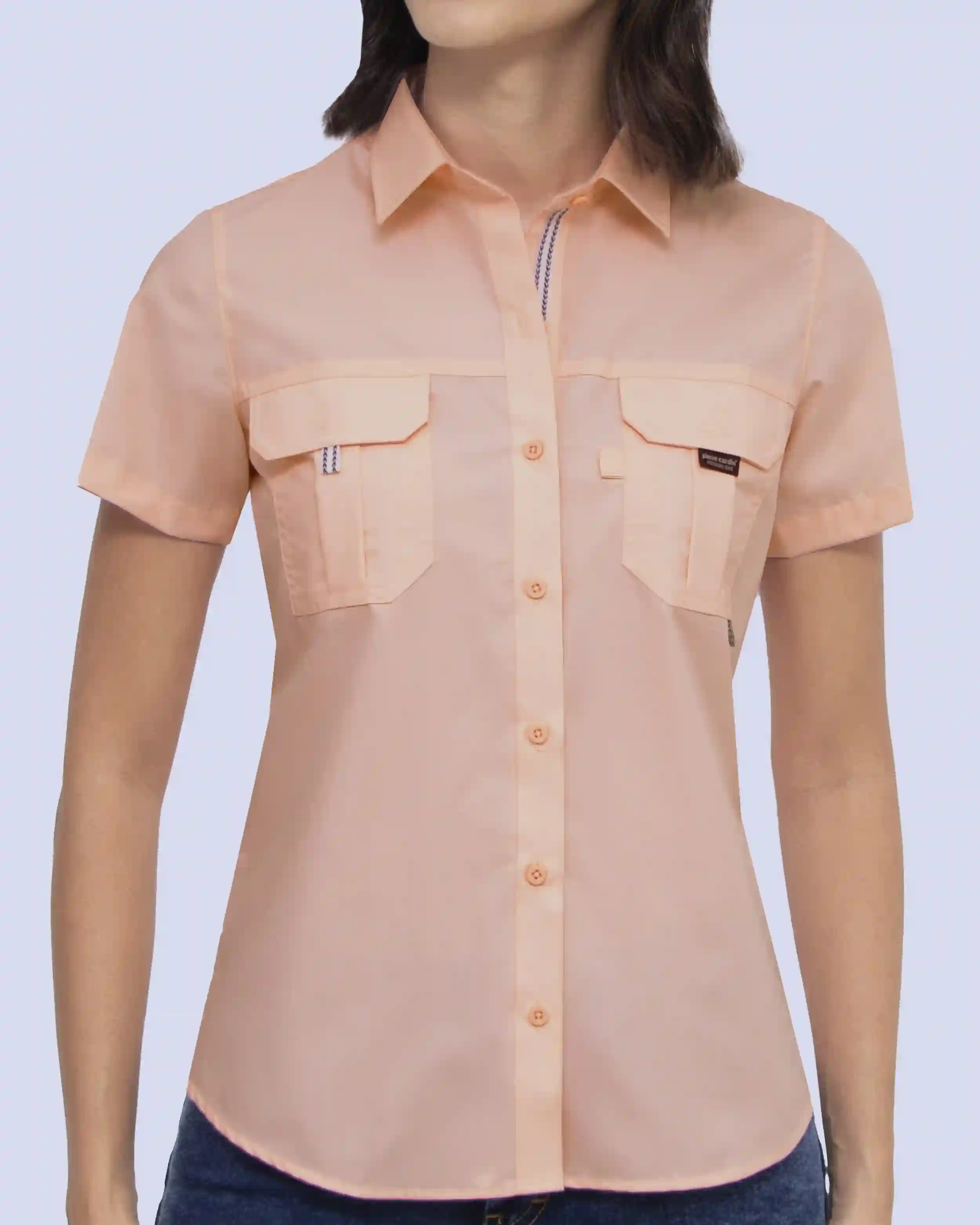 Blusa casual manga corta performance salmón