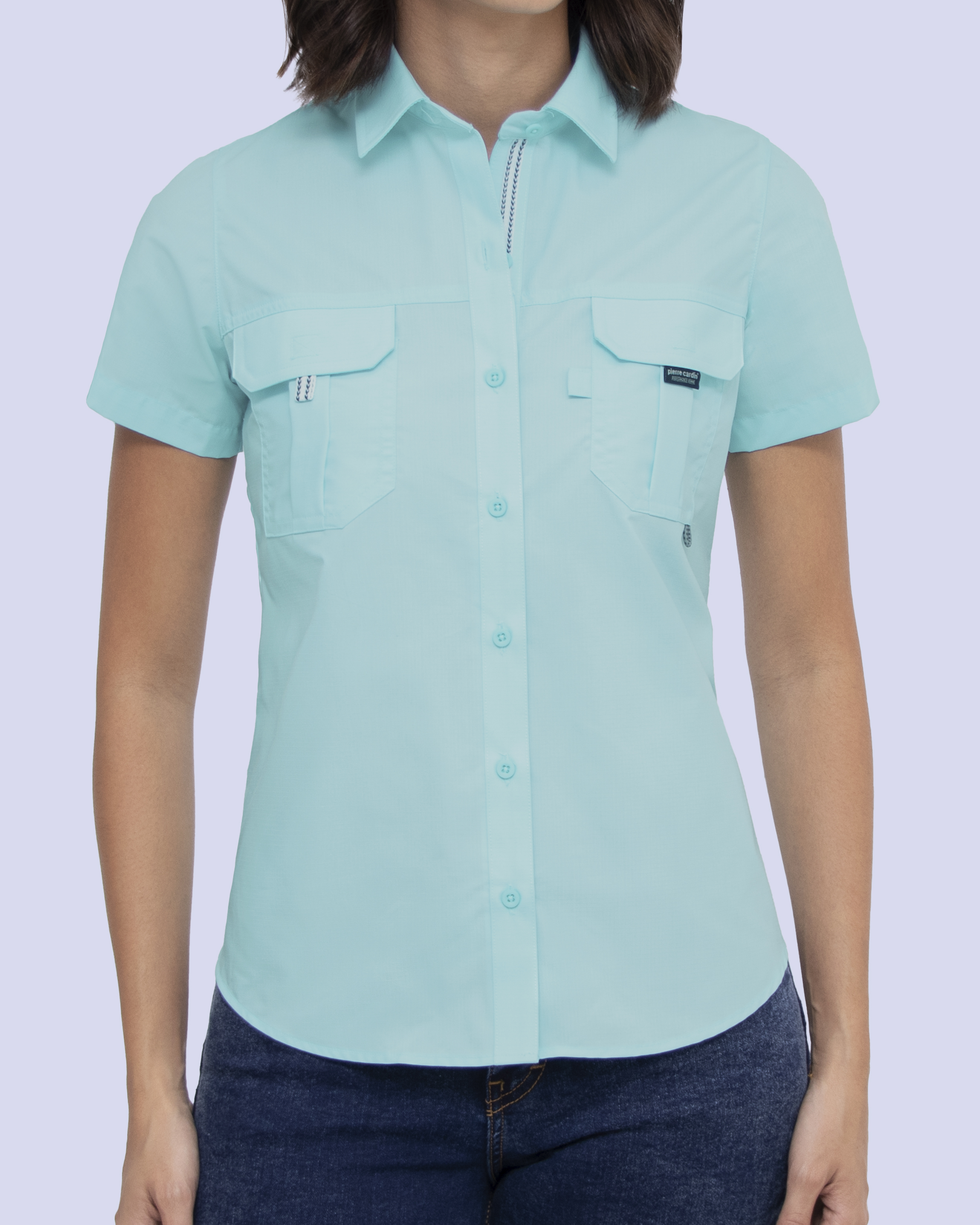 Blusa casual manga corta performance celeste