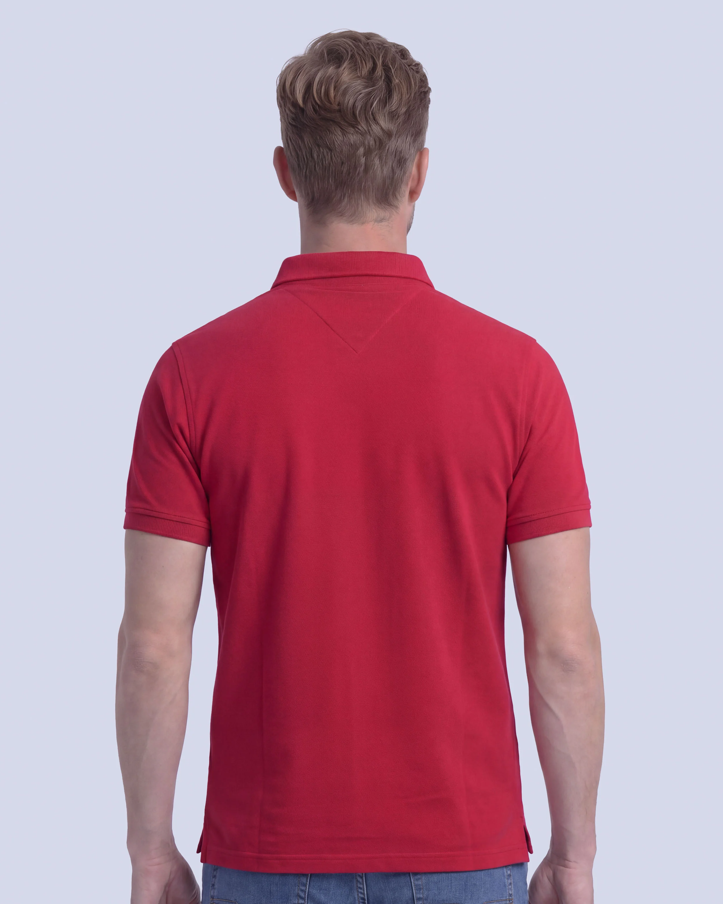 Camisa sport lisa slim fit manga corta cooling tech roja