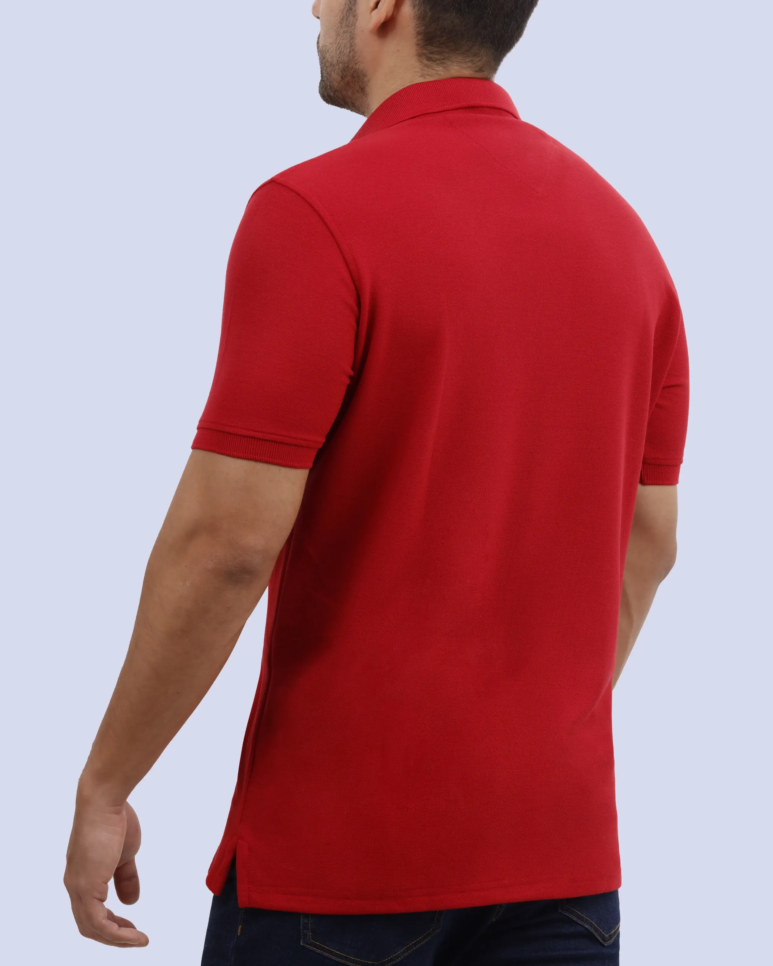 Camisa sport lisa slim fit manga corta cooling tech roja