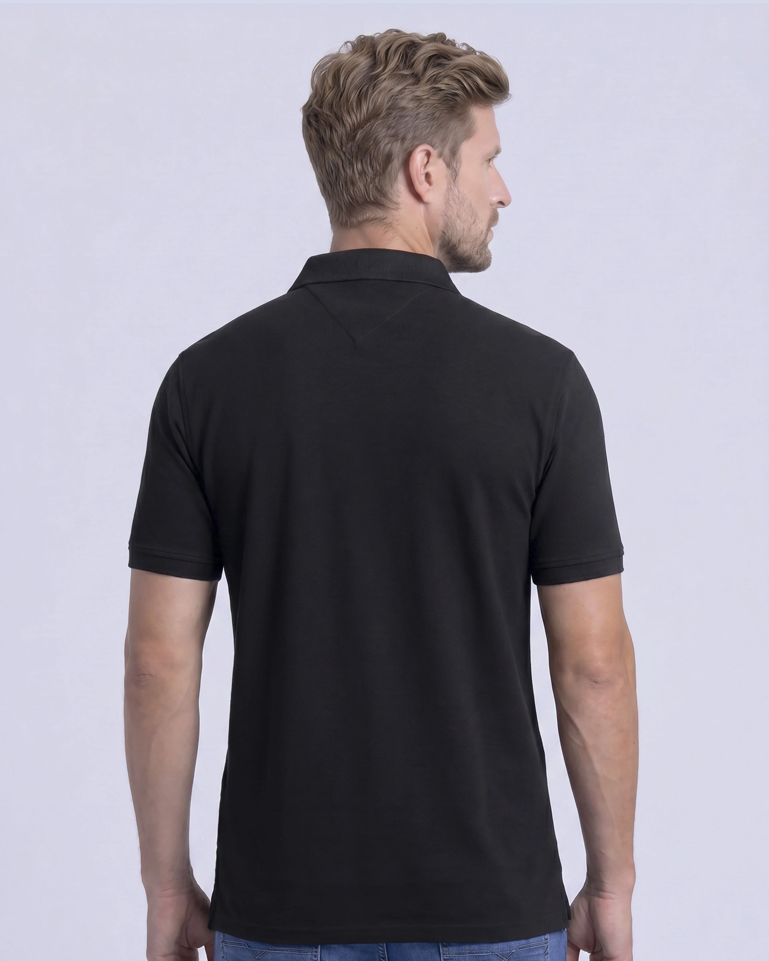 Camisa sport lisa slim fit manga corta cooling tech negra