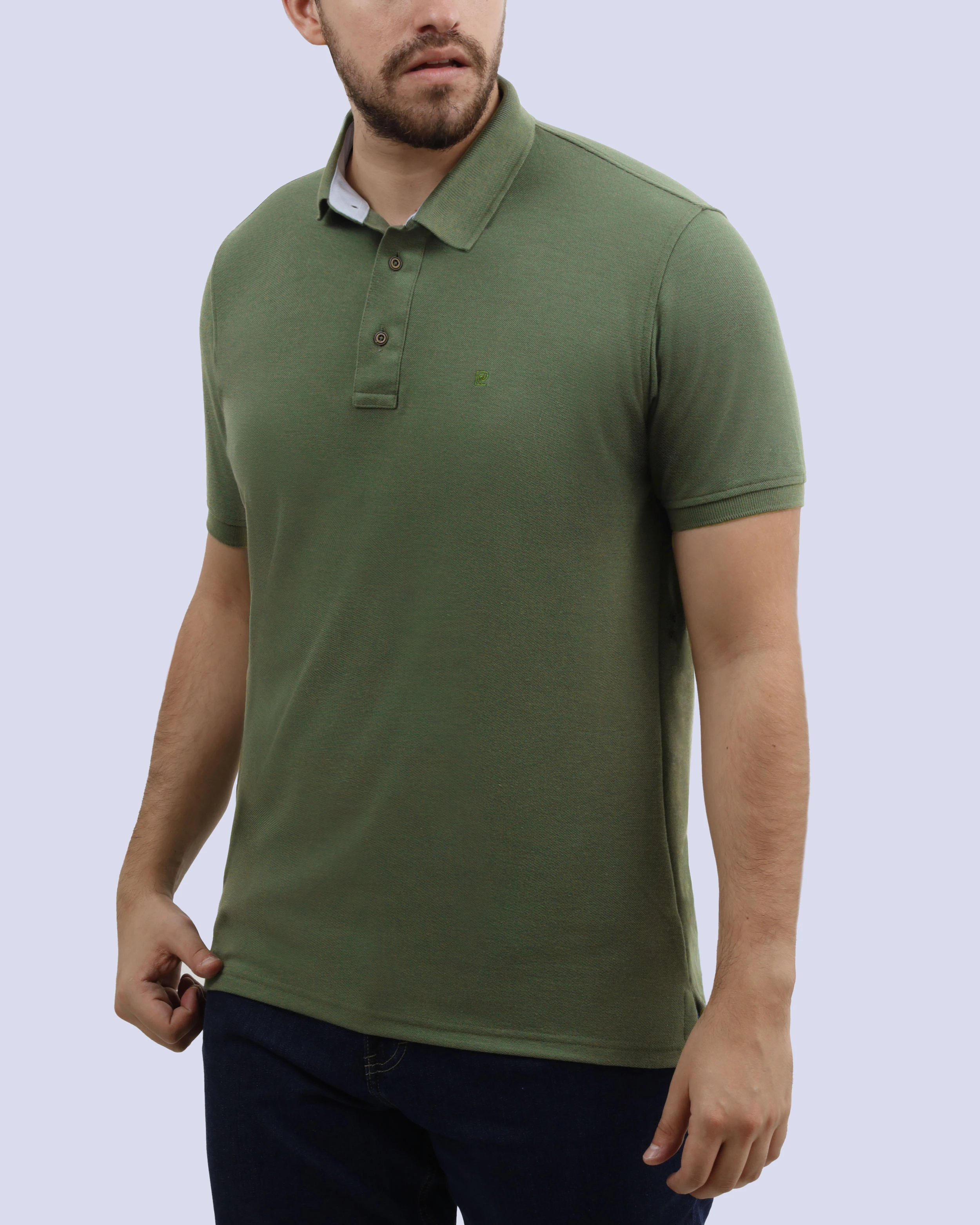 Camisa sport lisa slim fit manga corta cooling tech verde