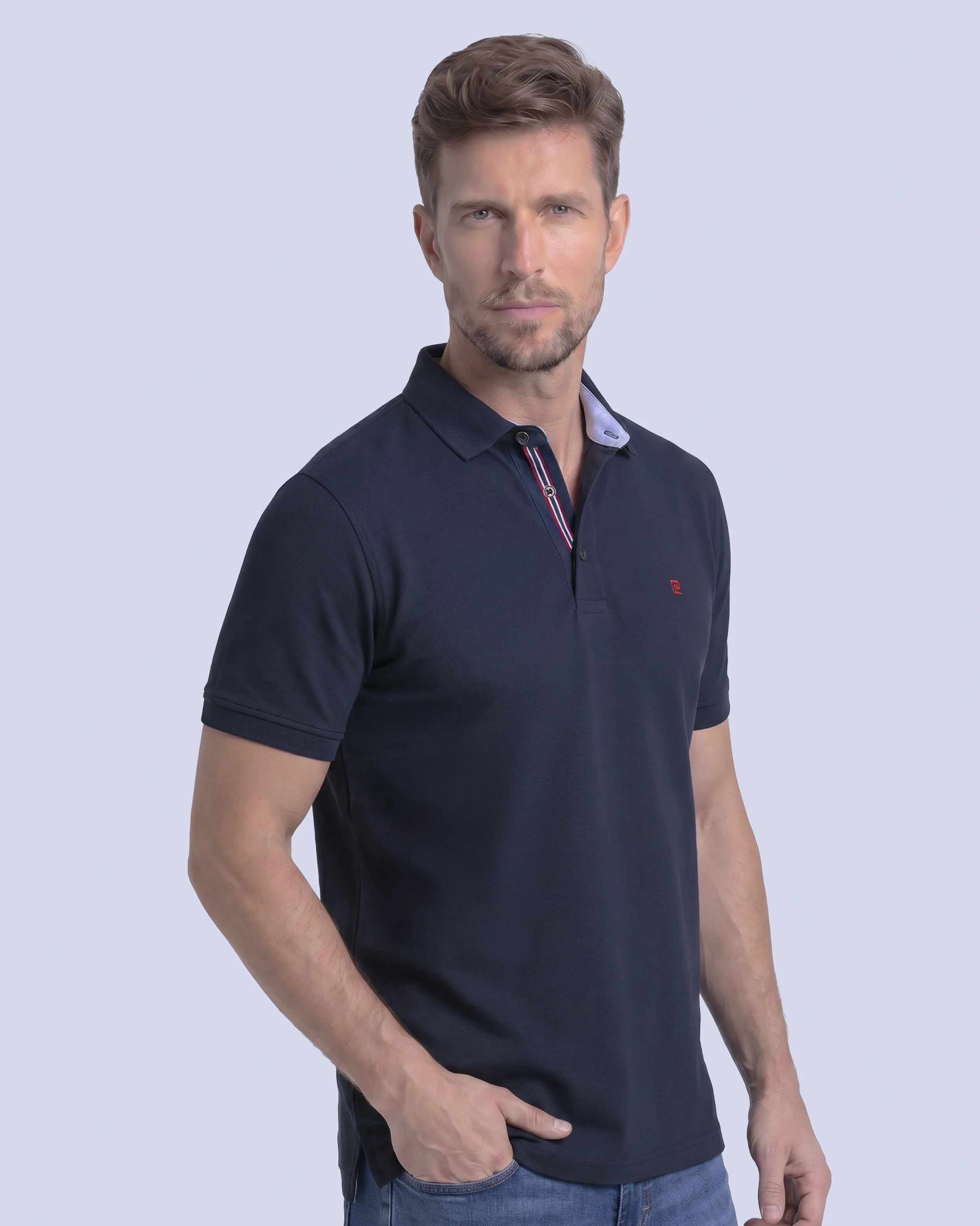 Camisa sport lisa slim fit manga corta cooling tech azul