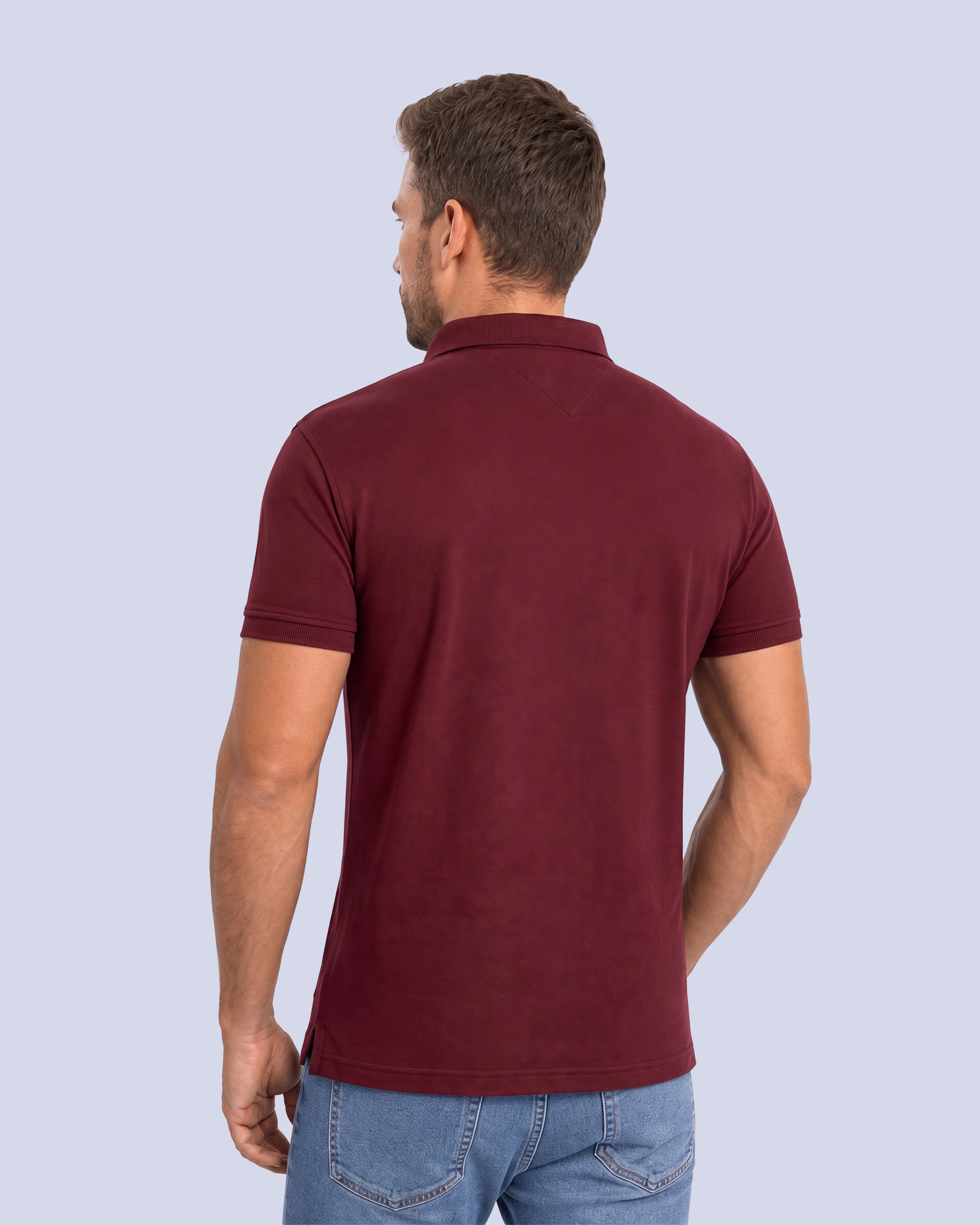 Camisa sport lisa slim fit manga corta cooling tech vino