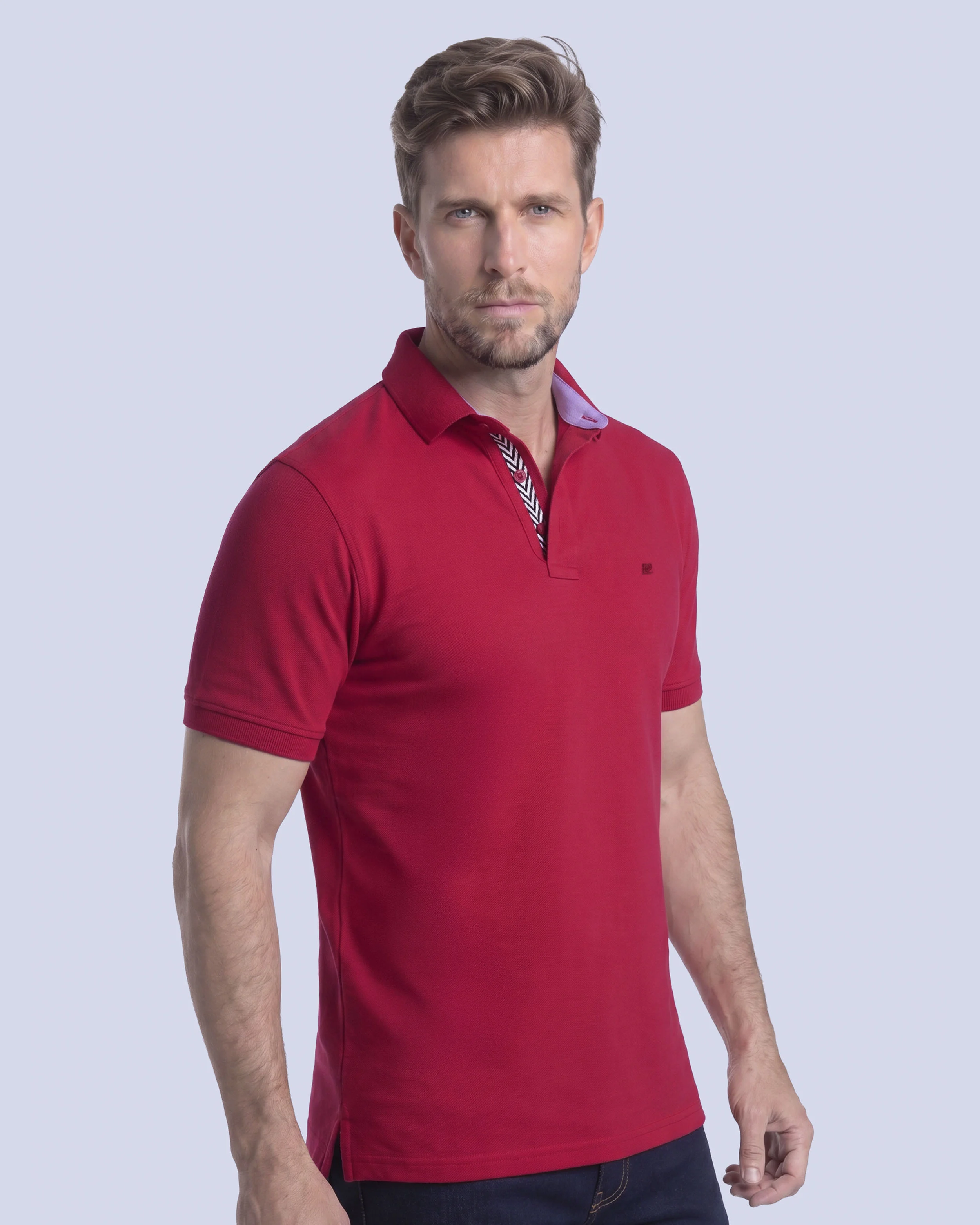 Camisa sport lisa slim fit manga corta cooling tech rojo