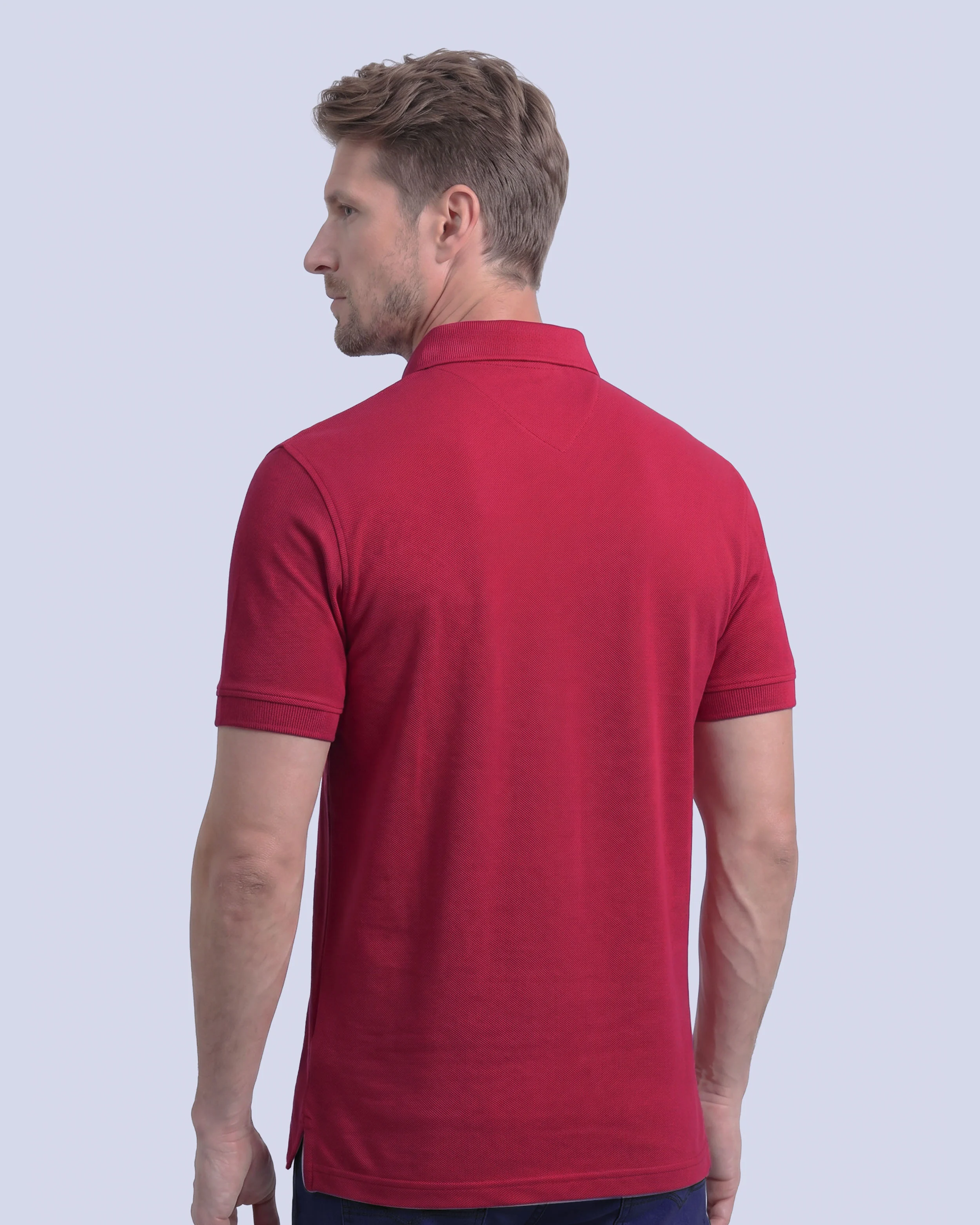 Camisa sport lisa slim fit manga corta cooling tech rojo