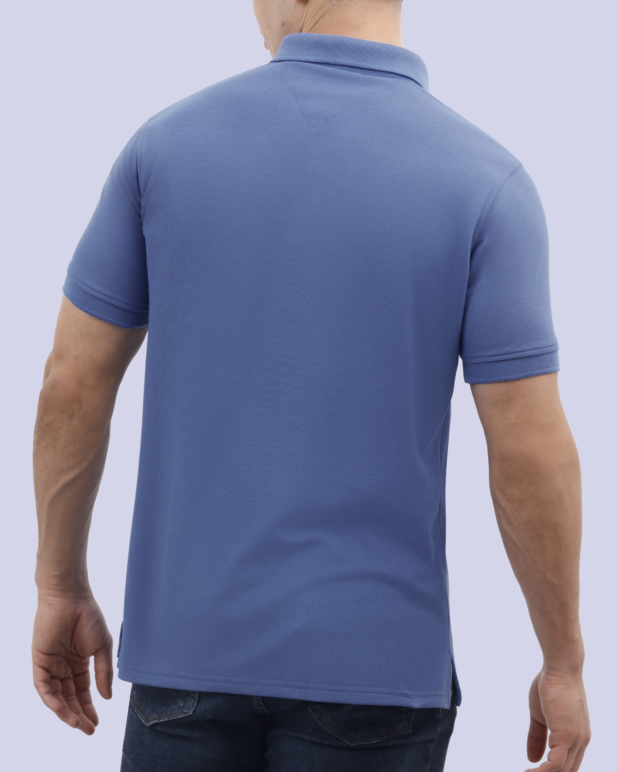 Camisa sport lisa slim fit manga corta cooling tech azul