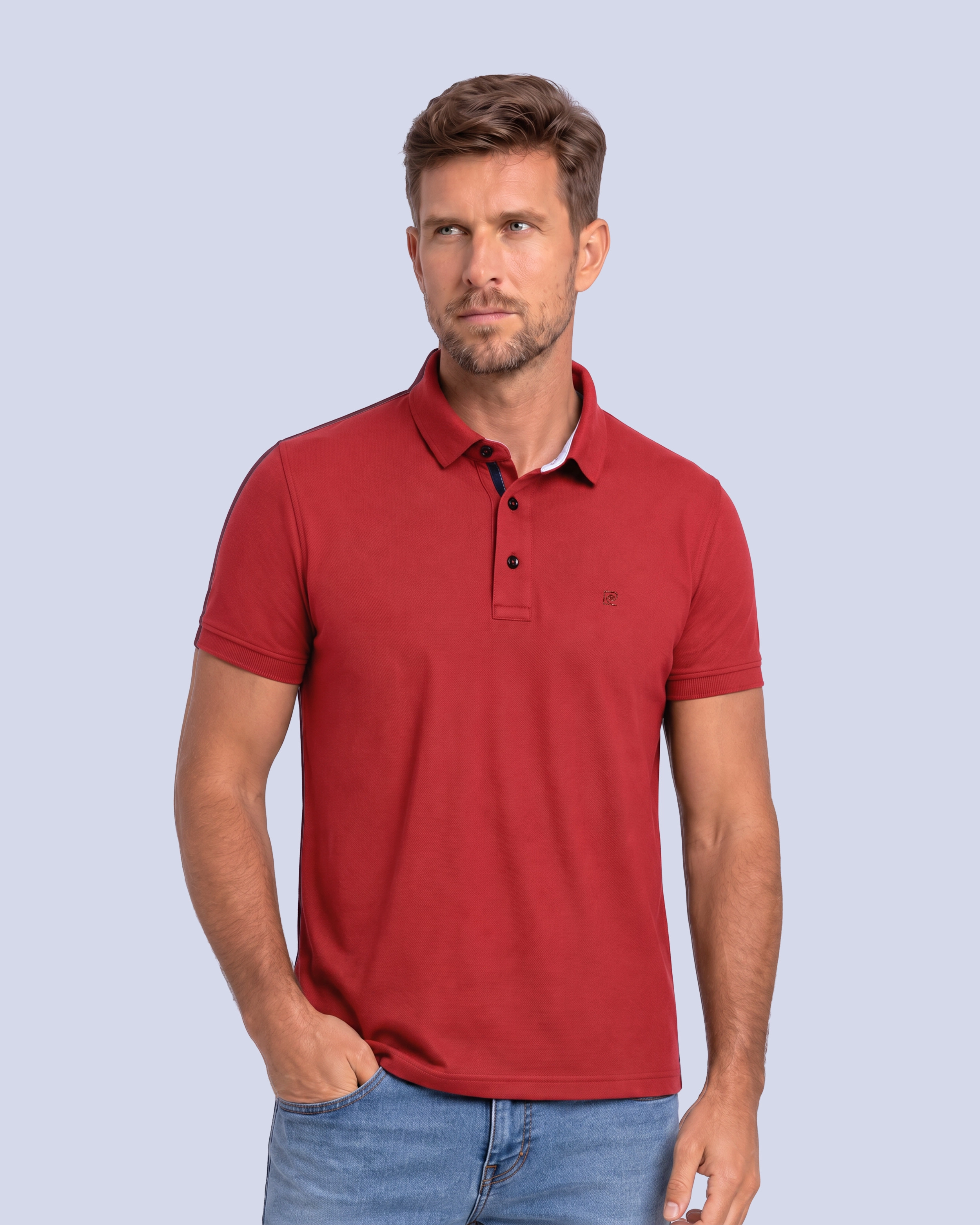 Camisa sport lisa slim fit manga corta cooling tech roja
