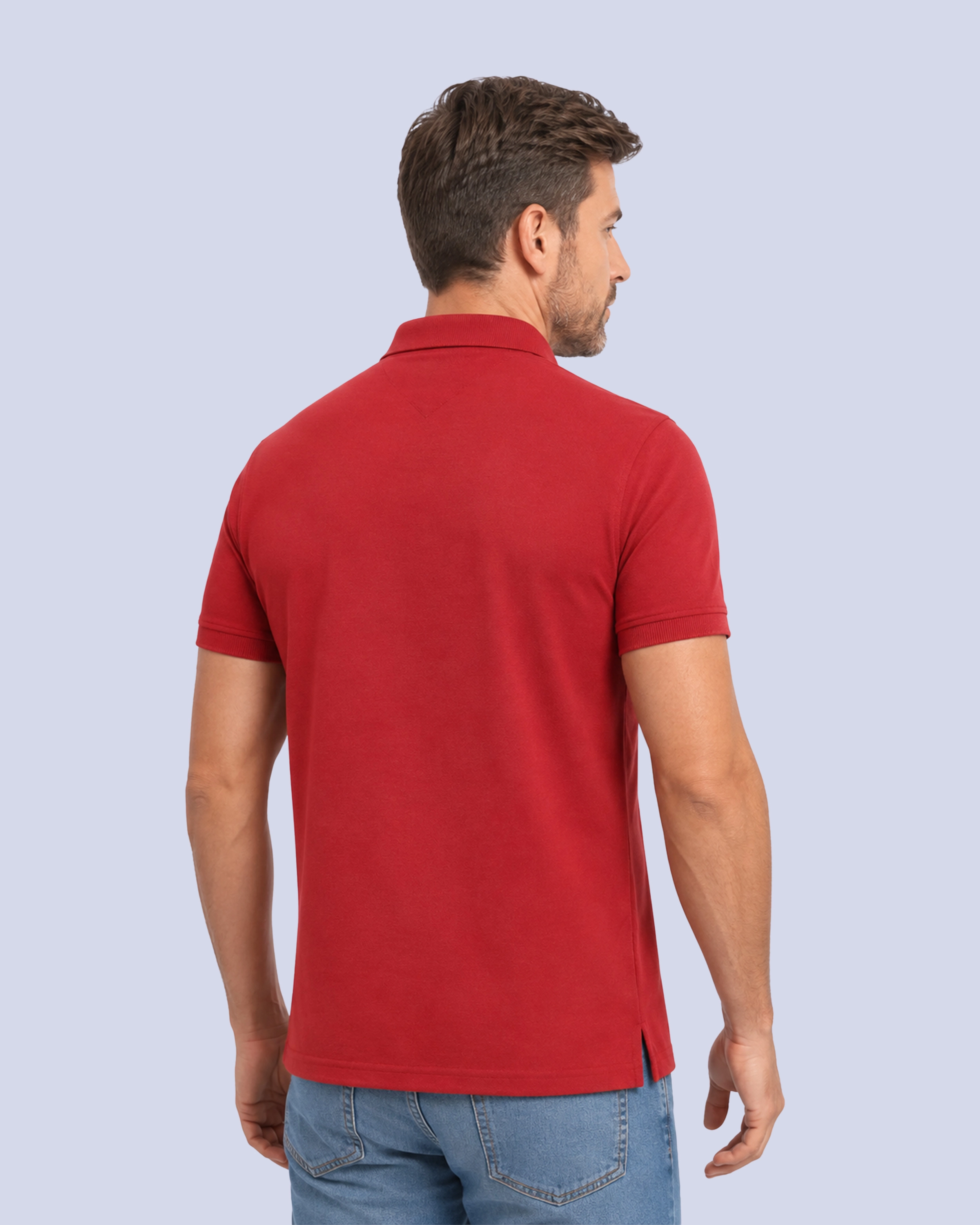 Camisa sport lisa slim fit manga corta cooling tech roja