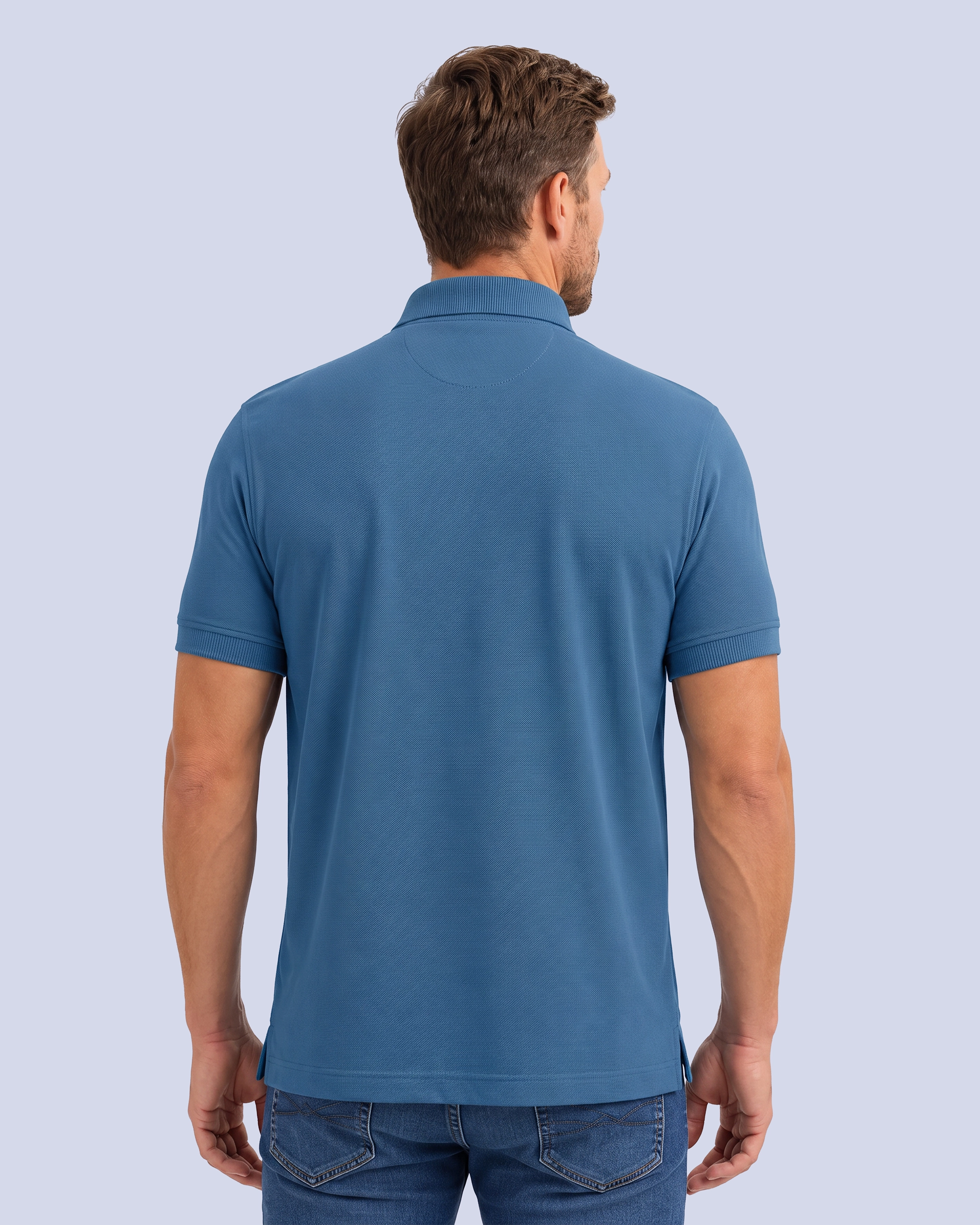 Camisa sport lisa slim fit manga corta cooling tech azul