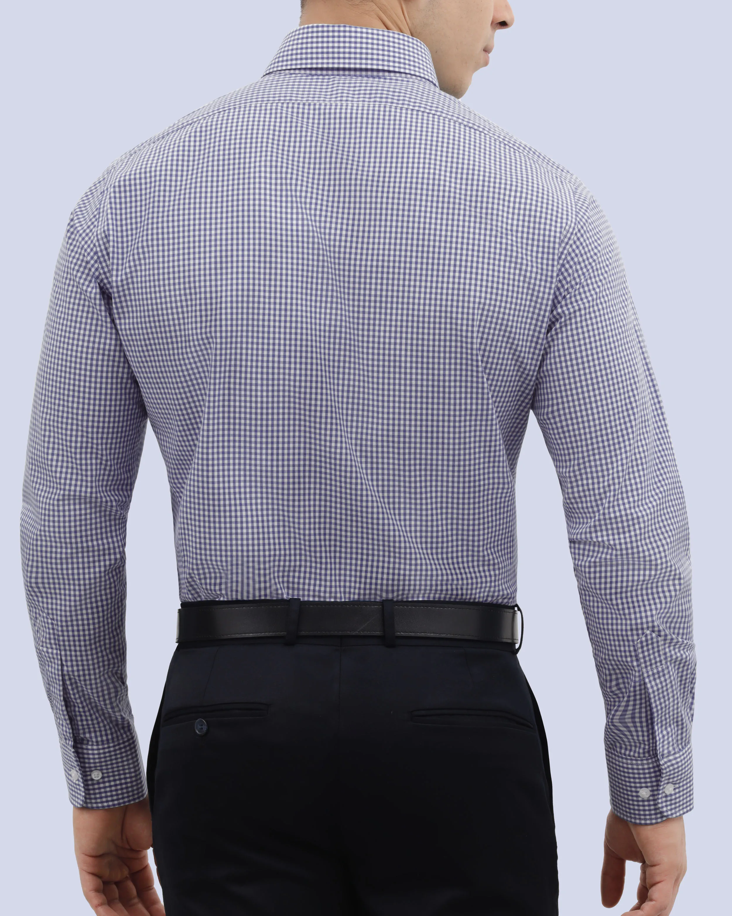 Camisa vestir cuadro slim fit manga larga azul