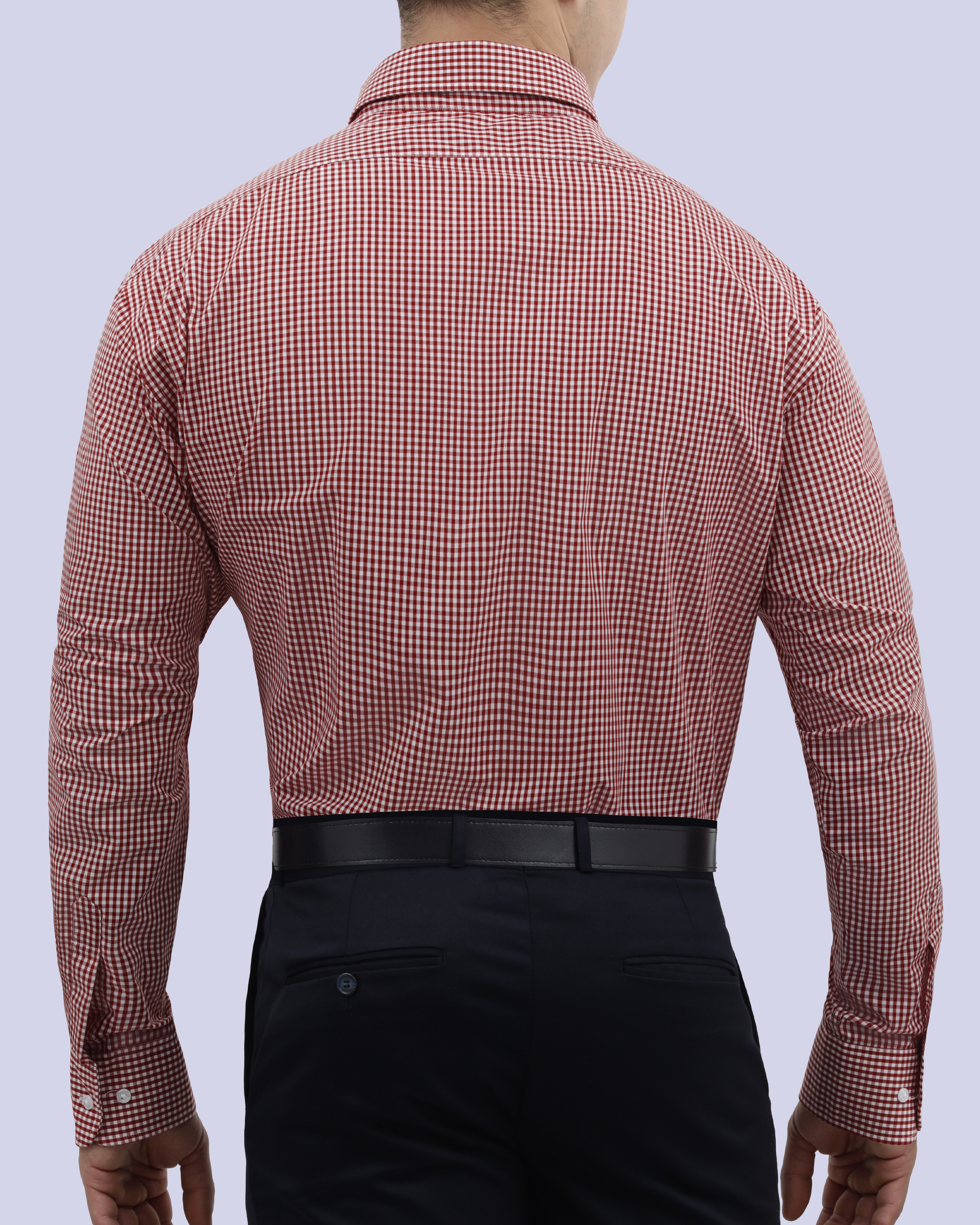 Camisa vestir cuadro slim fit manga larga roja