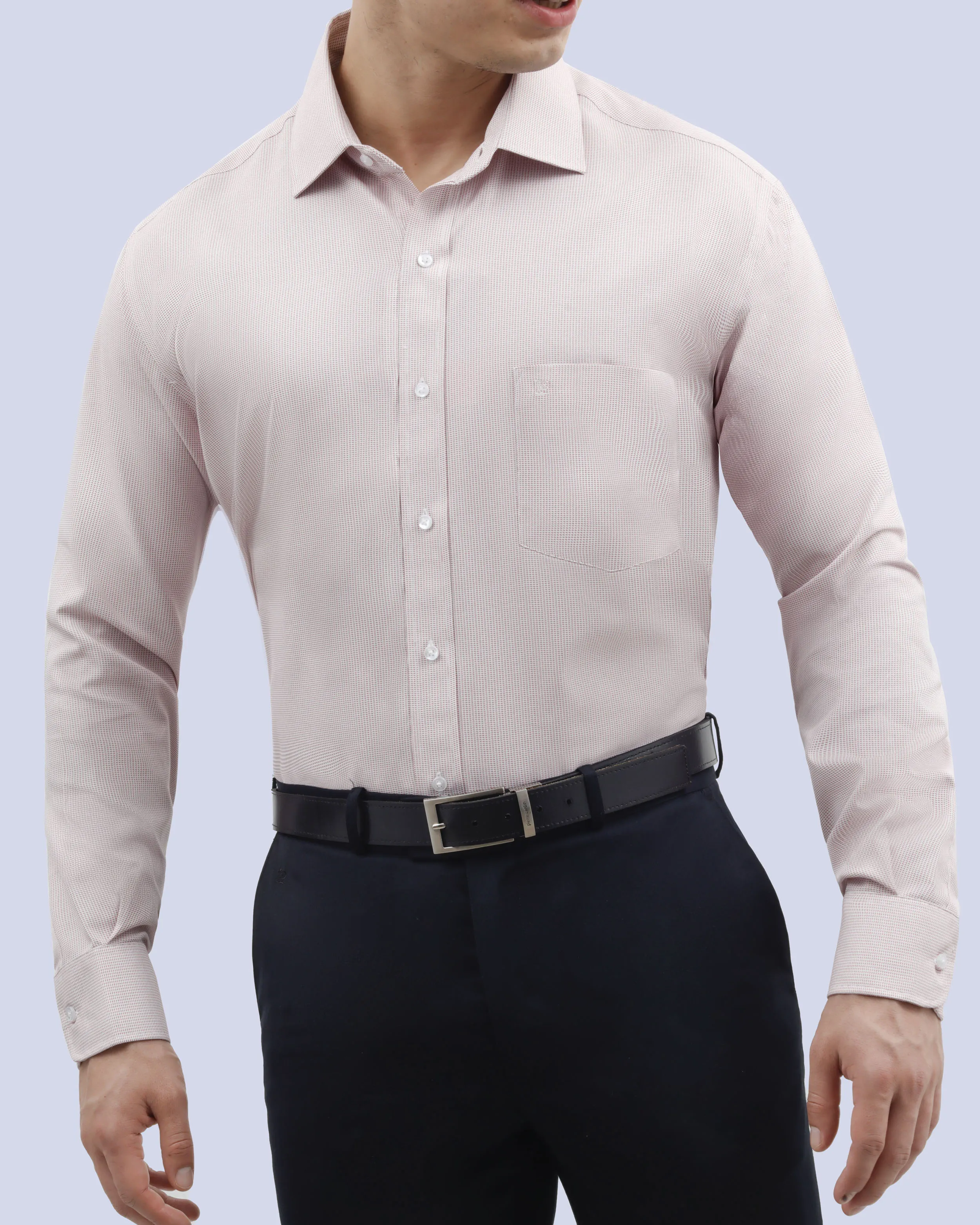 Camisa de vestir textura manga larga slim fit rojo