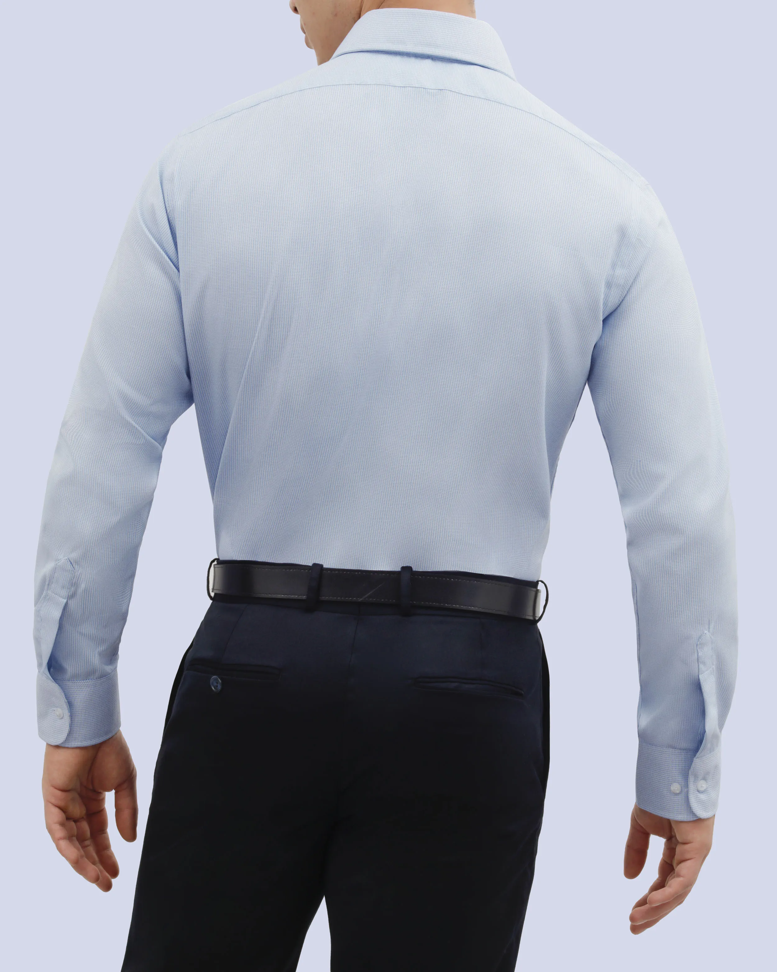 Camisa de vestir textura manga larga slim fit celeste