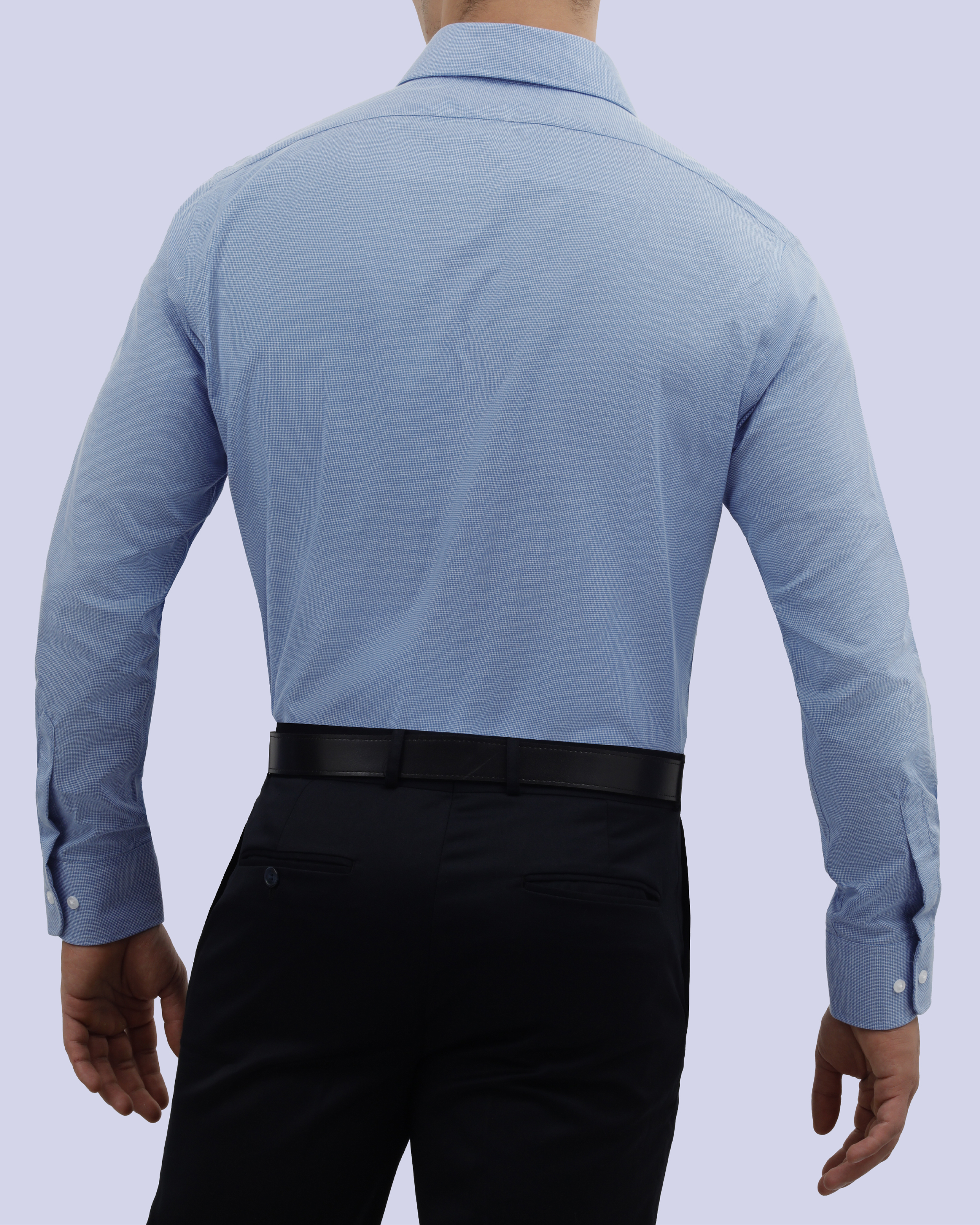 Camisa de vestir textura manga larga slim fit azul