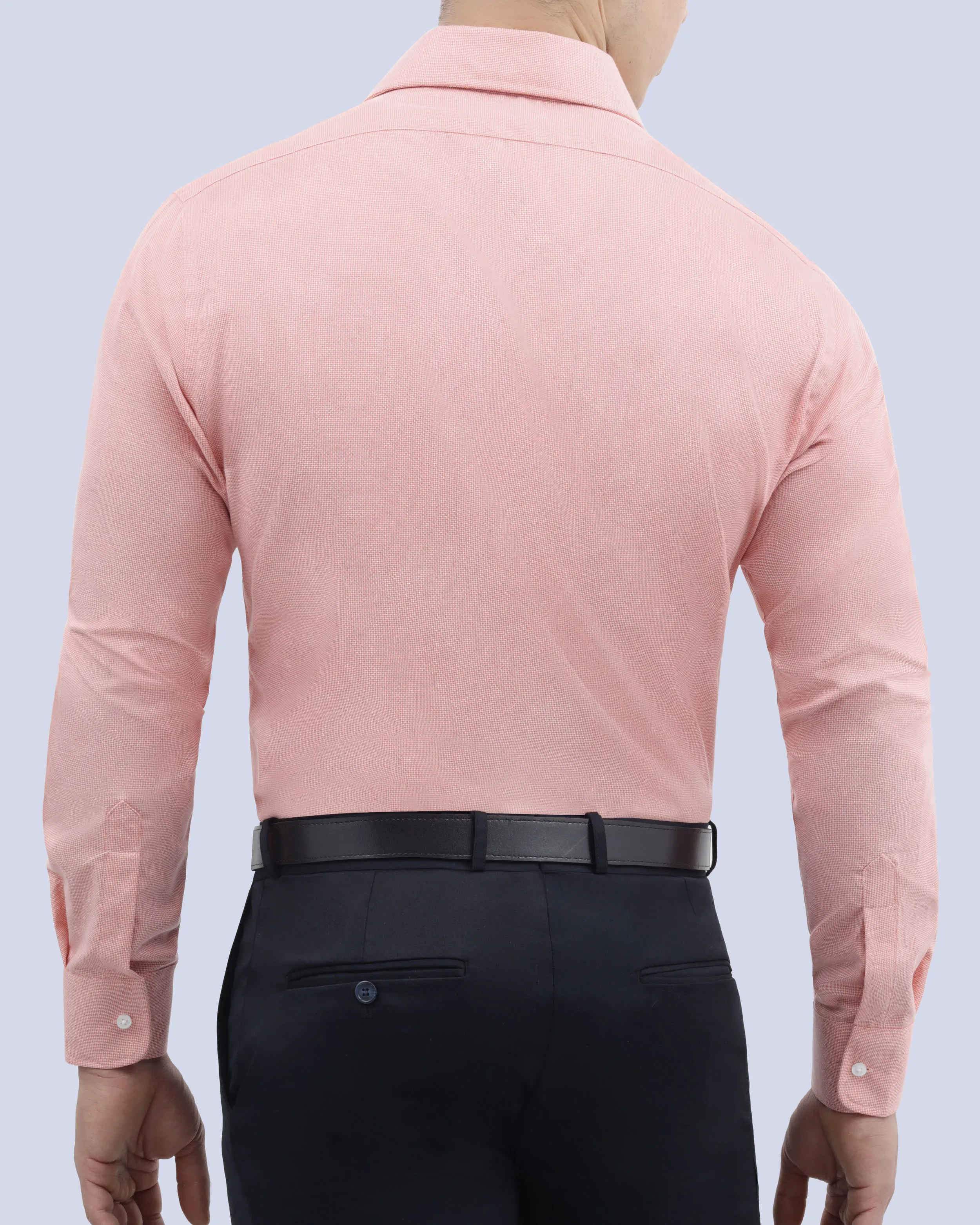 Camisa de vestir textura manga larga slim fit rosada