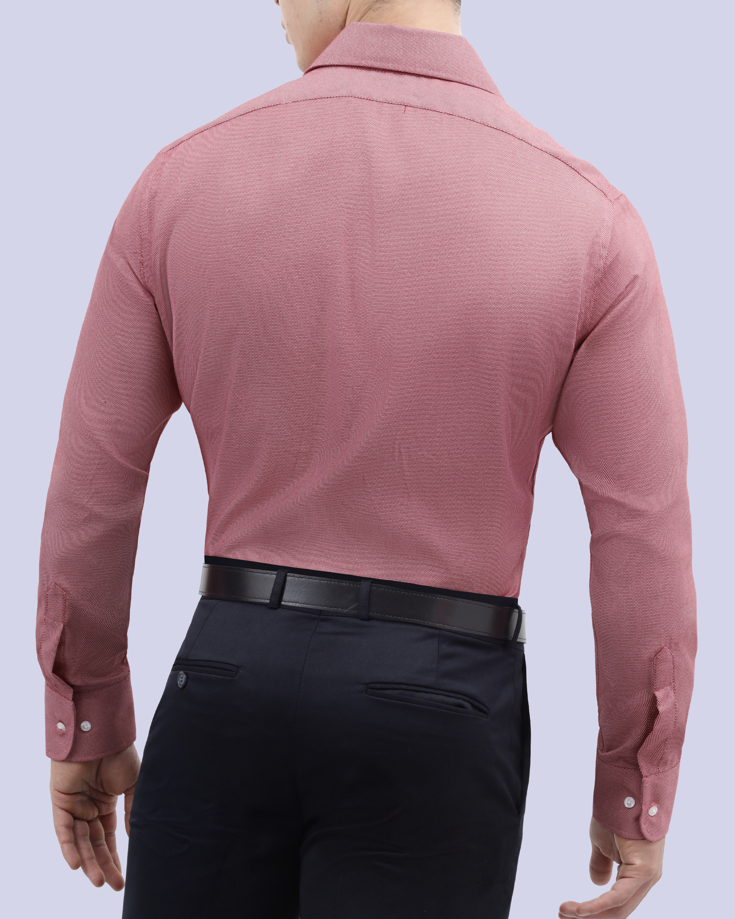 Camisa de vestir textura manga larga slim fit rojo