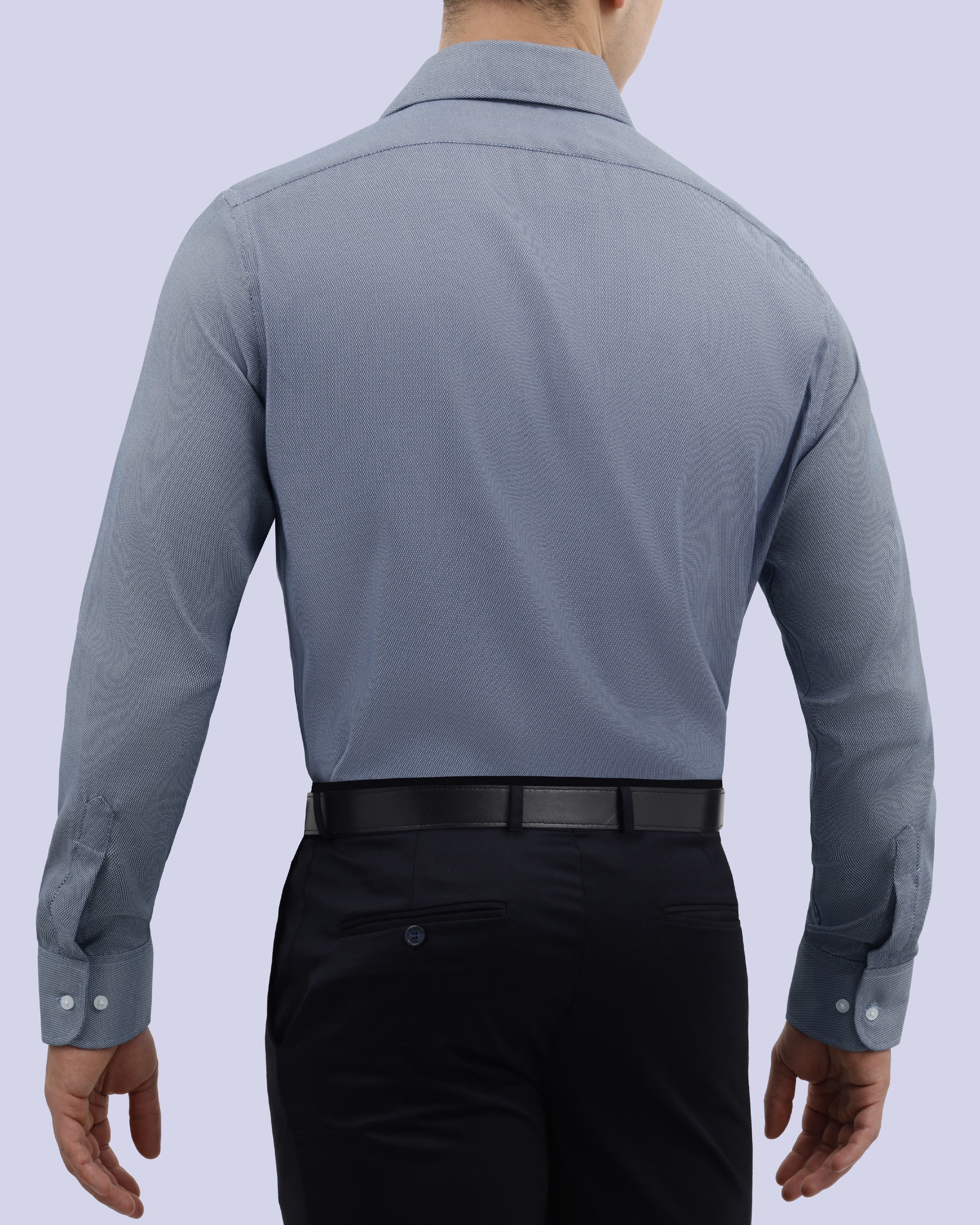 Camisa de vestir textura manga larga slim fit azul