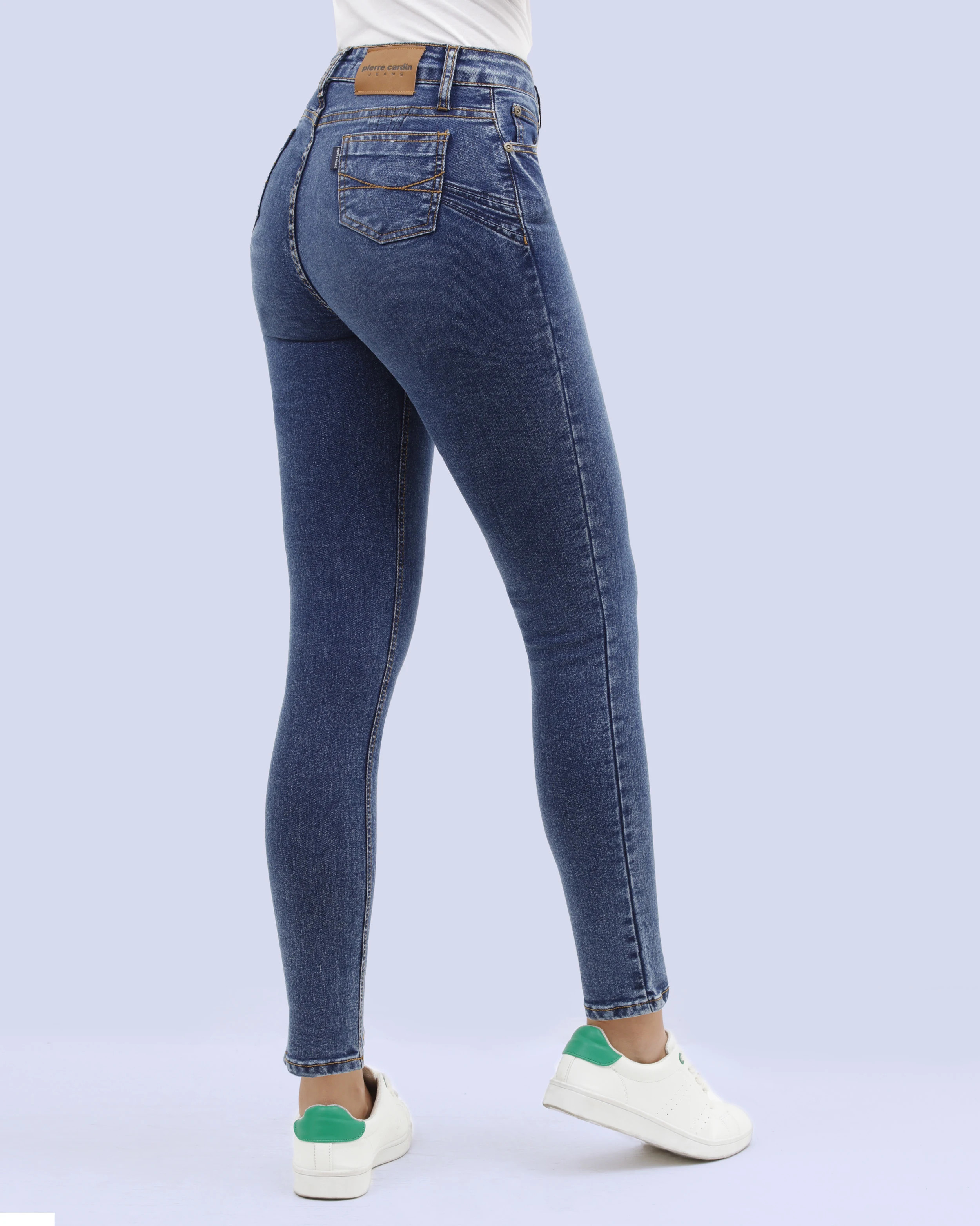 Jeans levanta pompa skinny tiro alto 451 azul grisáceo