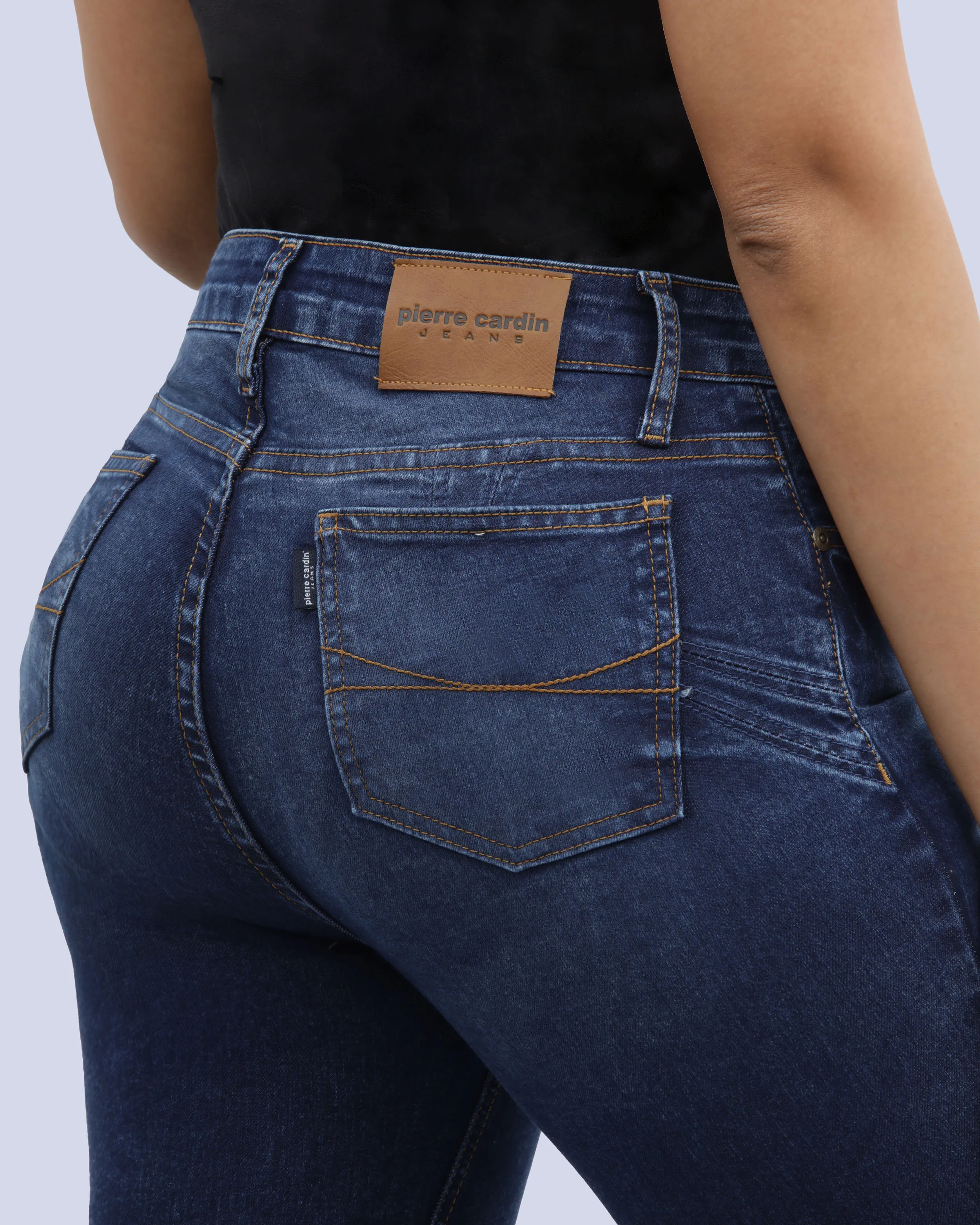 Jeans levanta pompa tiro alto con un botón estilo recto 461 azul