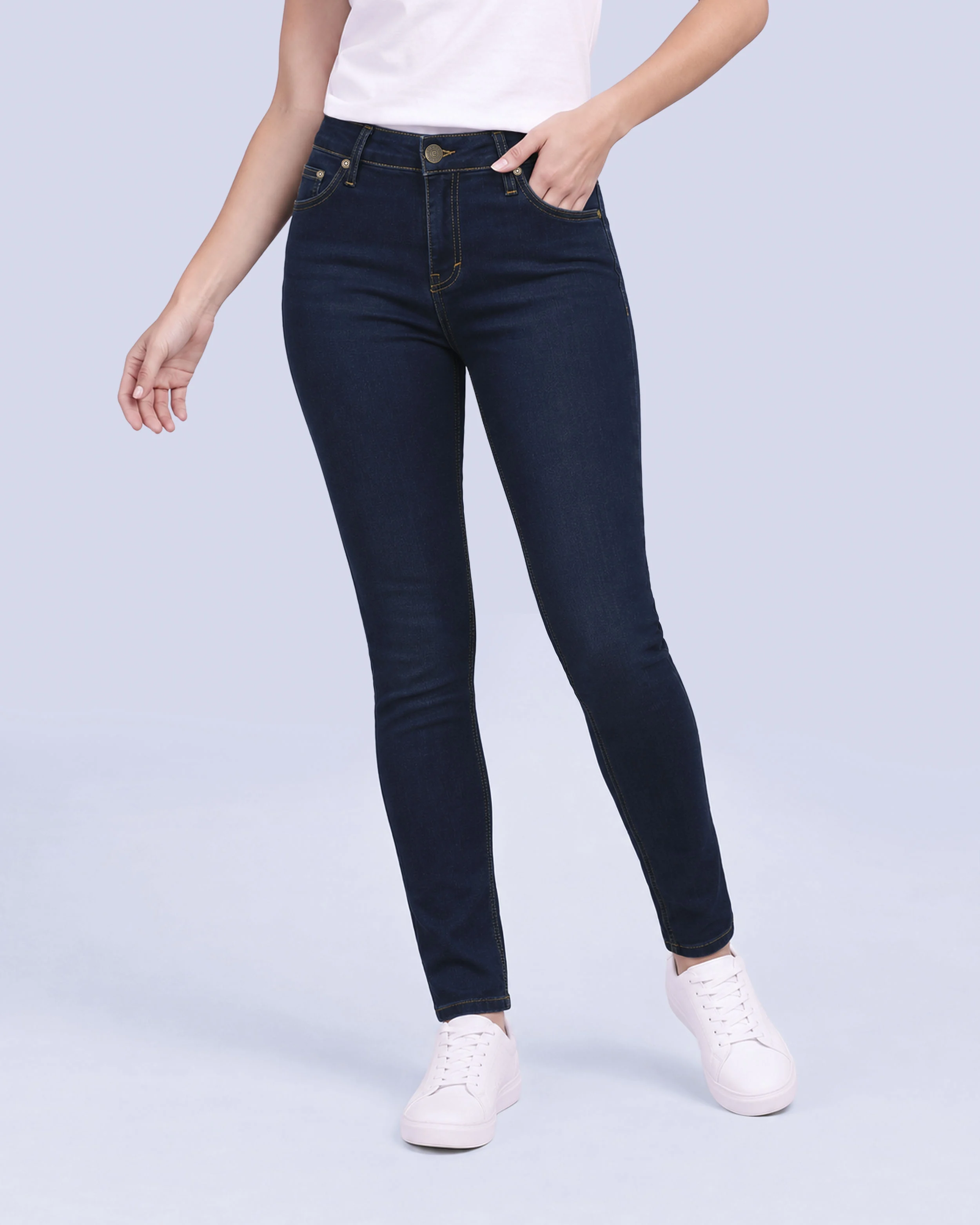 Jeans levanta pompa skinny tiro alto 451 azul básico