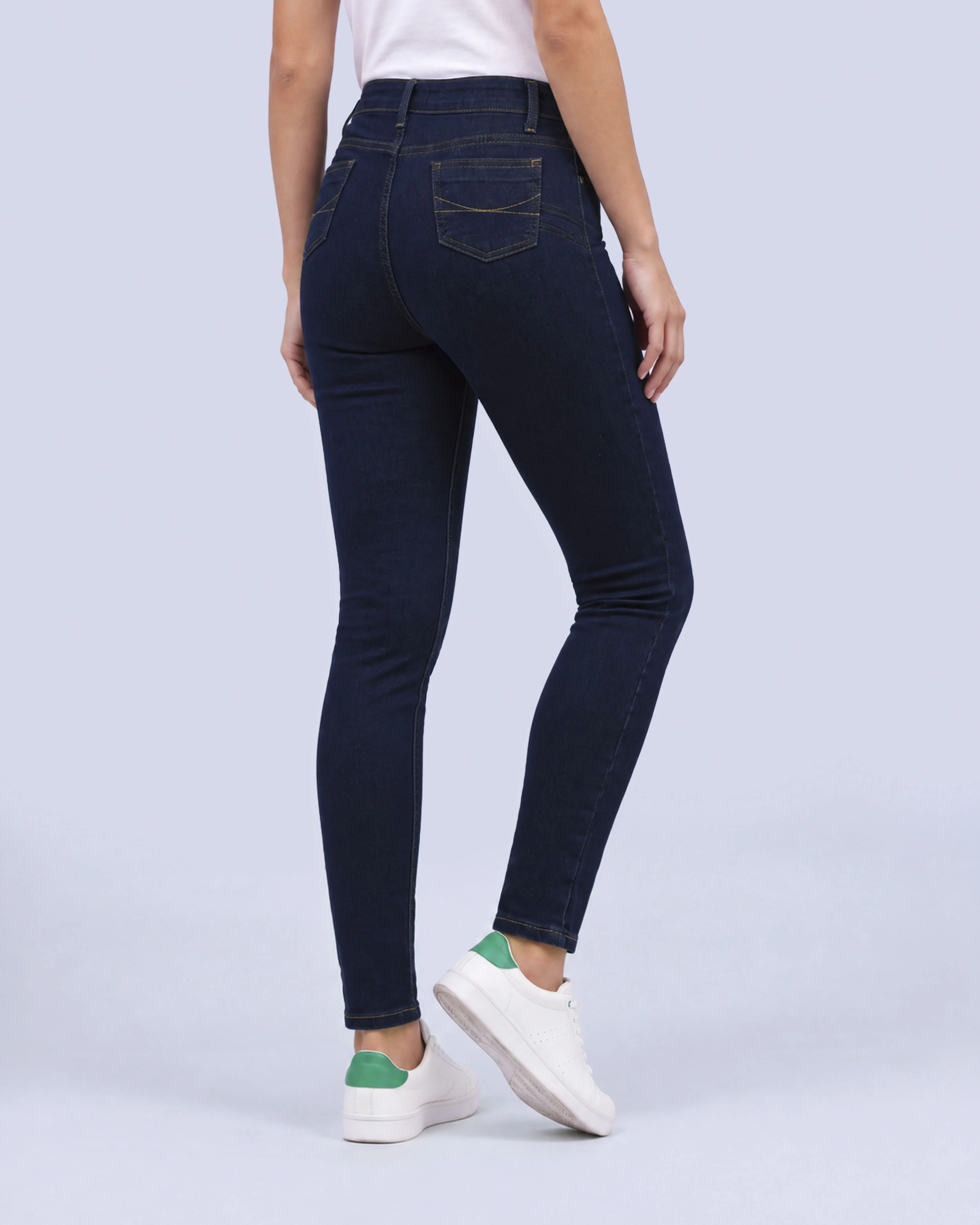 Jeans levanta pompa skinny tiro alto 451 azul oscuro básico