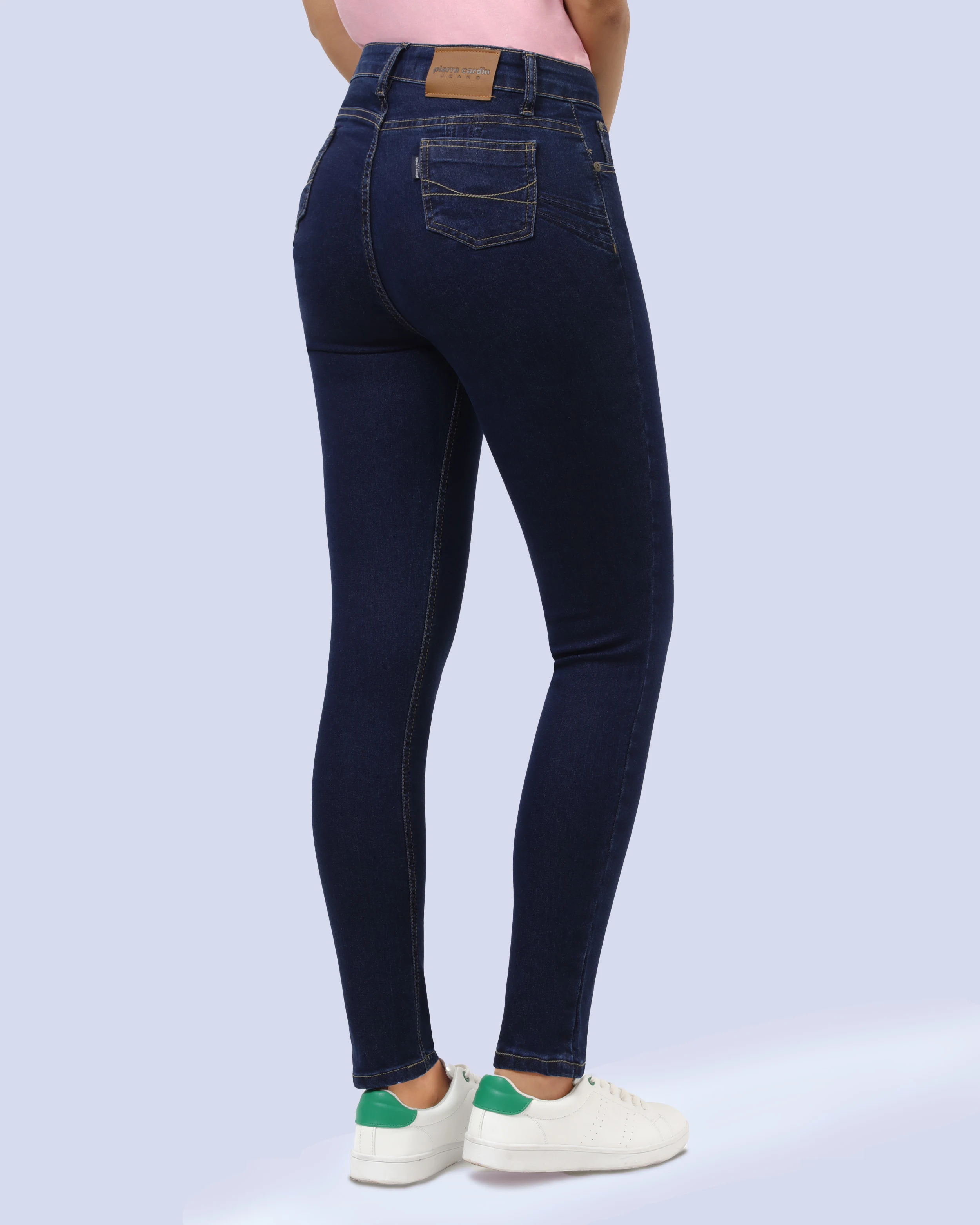 Jeans levanta pompa skinny tiro alto 451 azul oscuro básico