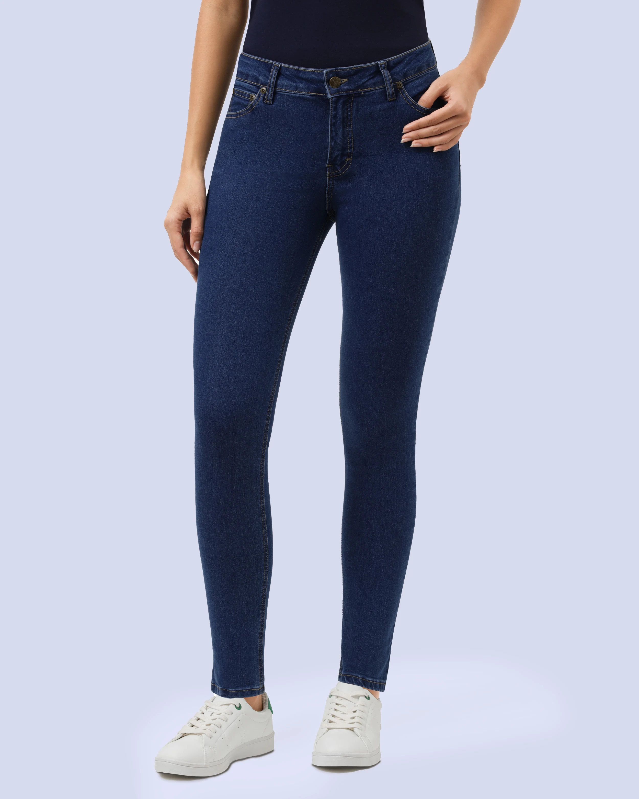 Jeans levanta pompa skinny tiro alto 451 azul pictórico