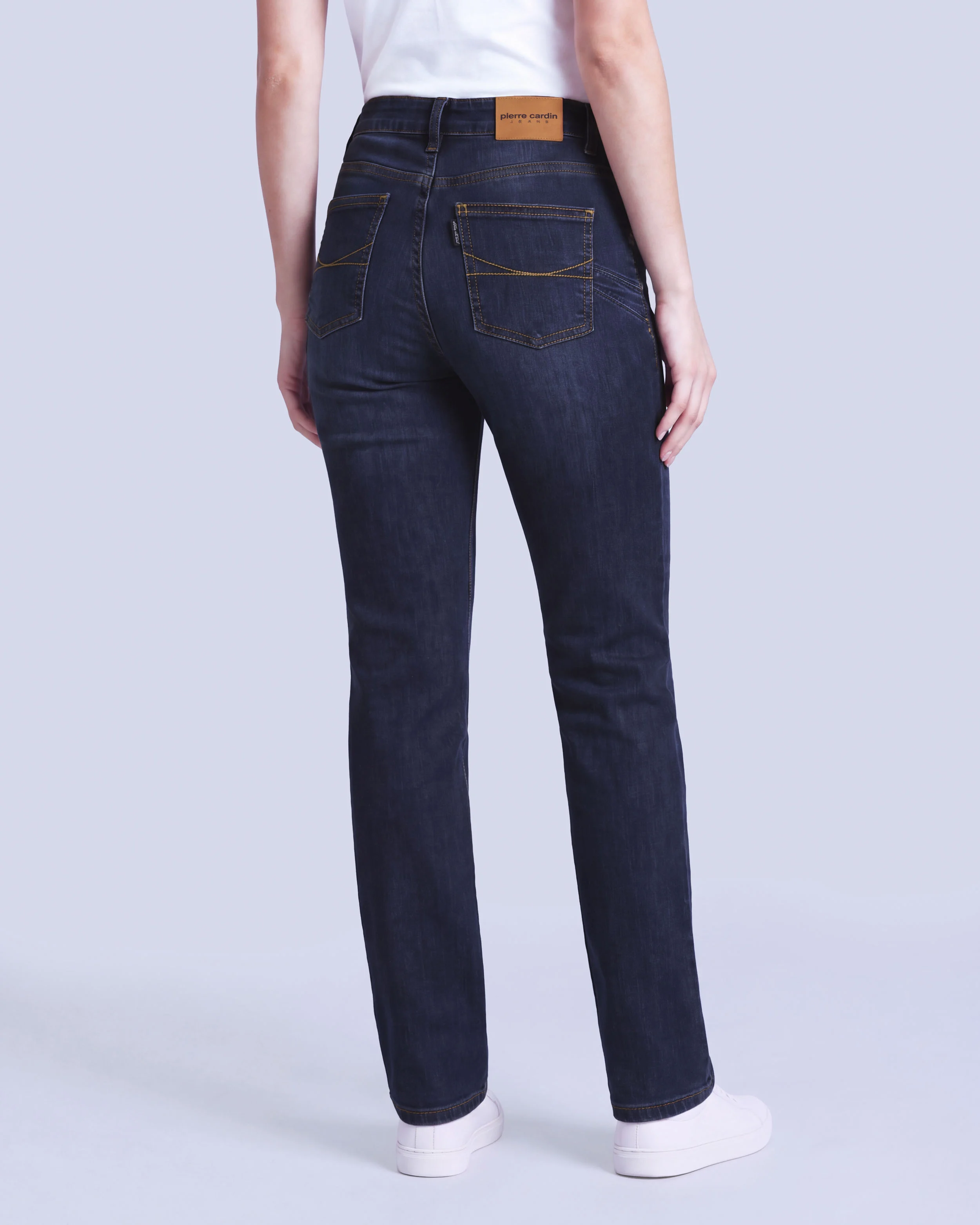 Jeans levanta pompa tiro alto con un botón estilo recto 461 azul oscuro