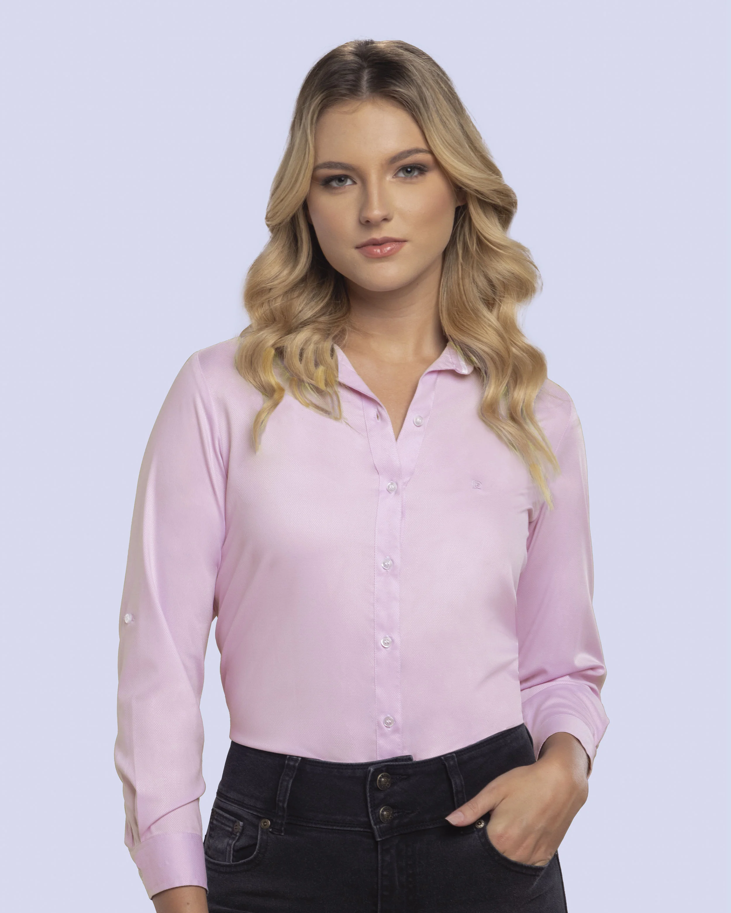 Total comfort blusa de vestir oxford rosada
