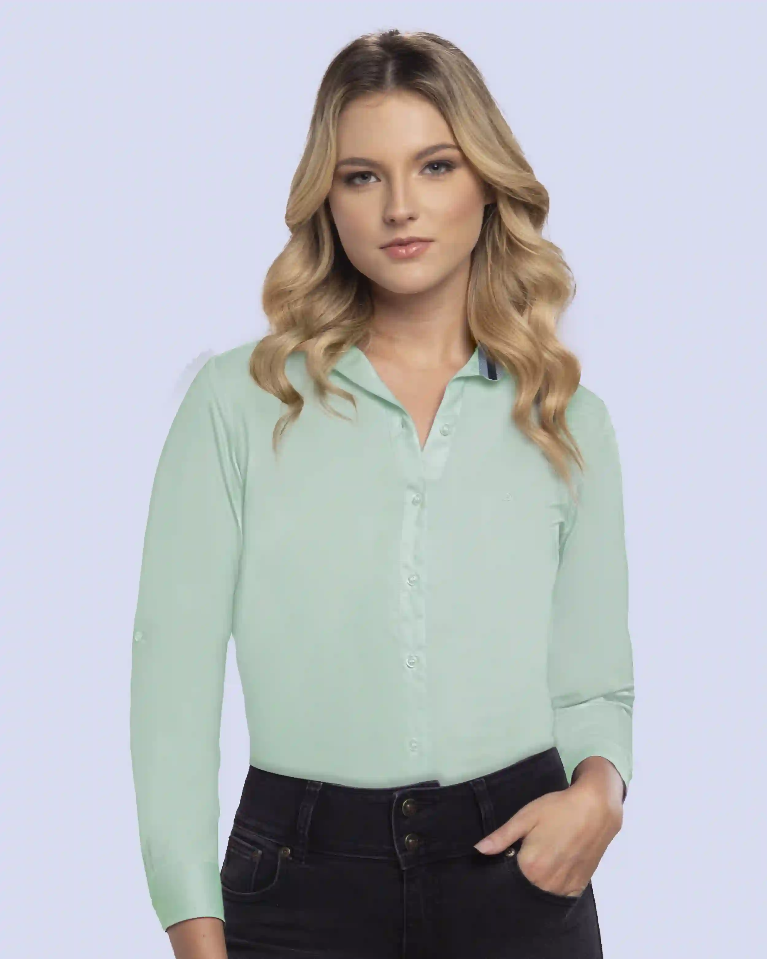 Total comfort blusa de vestir oxford verde