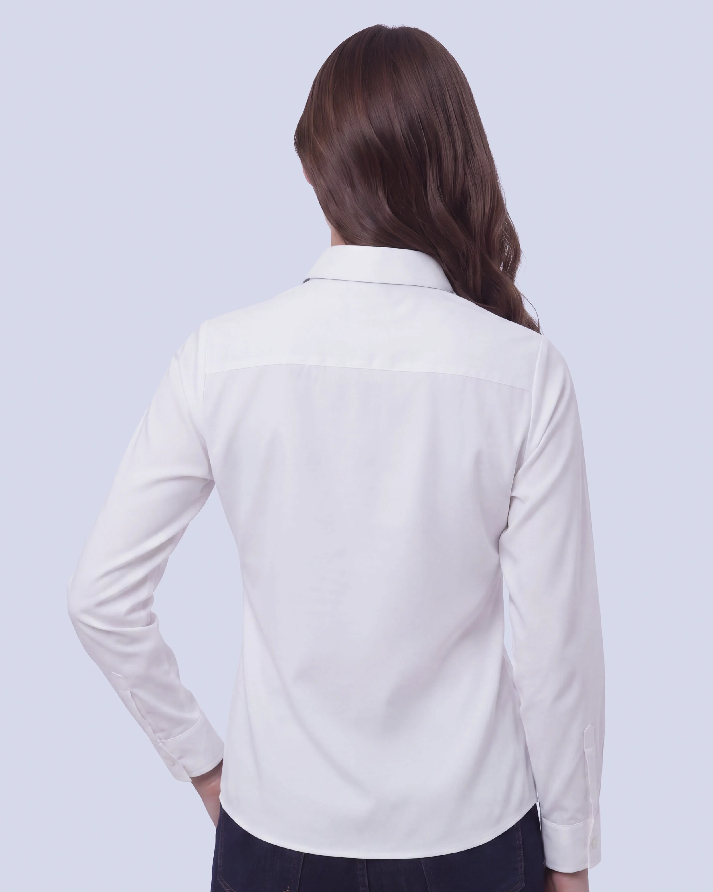 Blusa de vestir slim fit blanca piqué premium bambú stretch