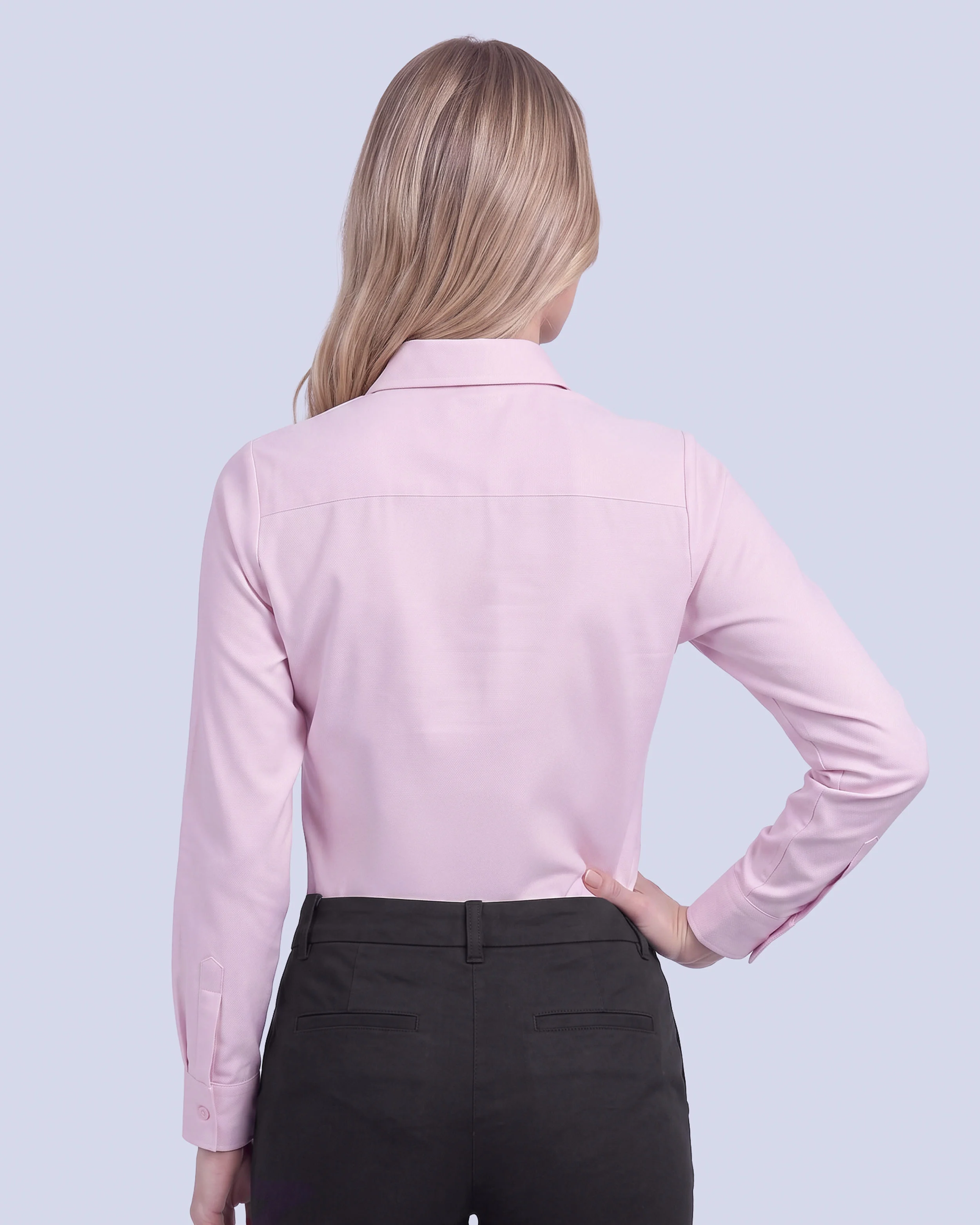 Blusa de vestir slim fit rosada piqué premium bambú stretch