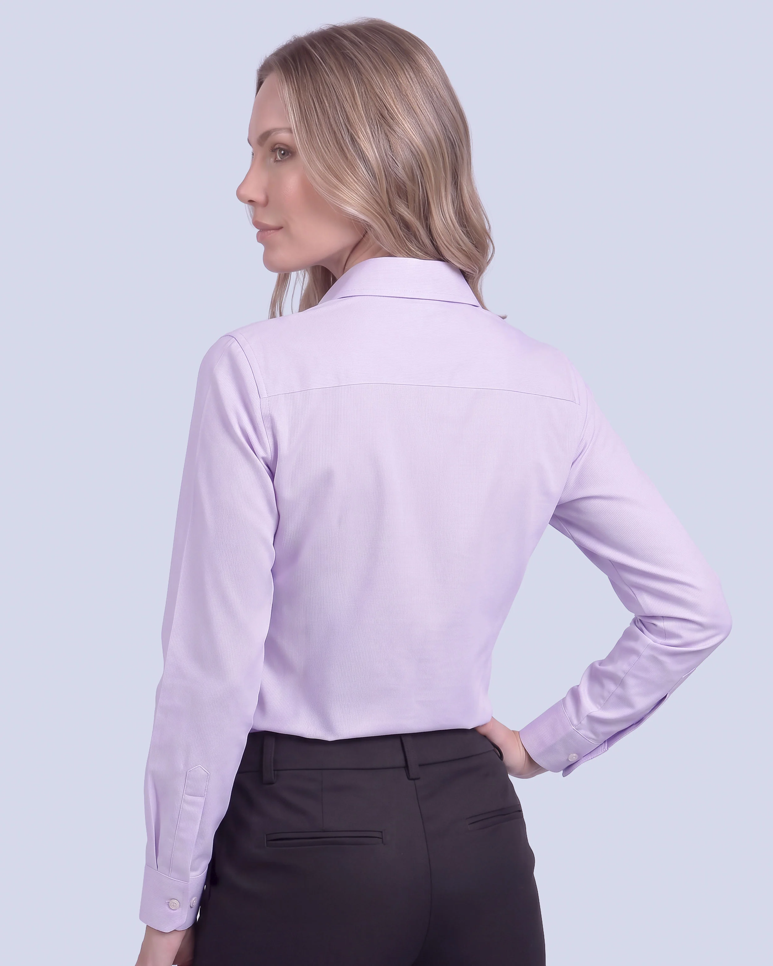 Blusa de vestir slim fit lila piqué premium bambú stretch