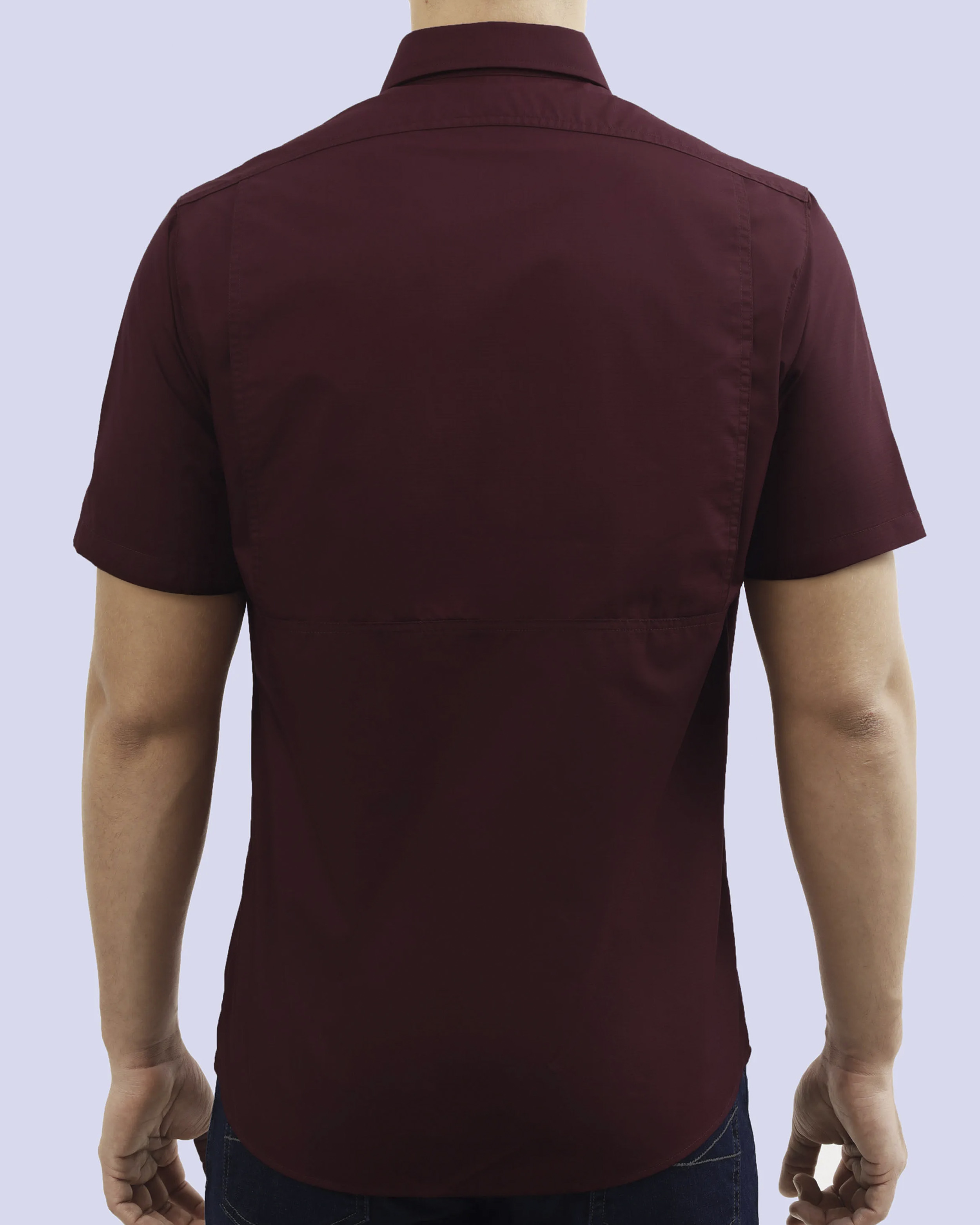 Camisa casual performance manga corta vino