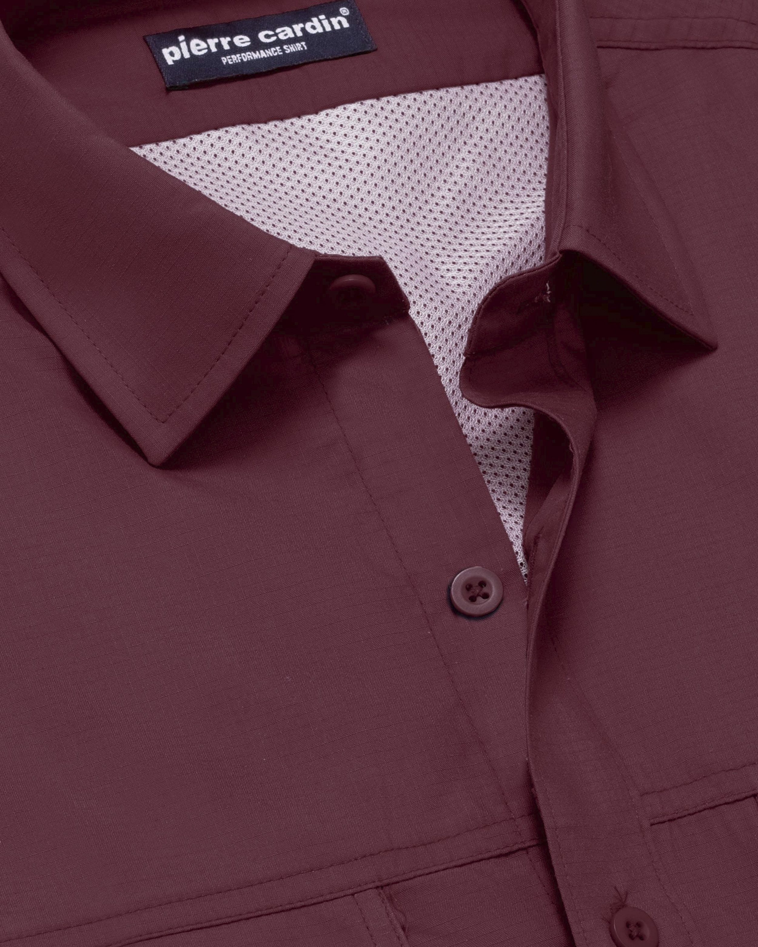 Camisa casual performance manga corta vino