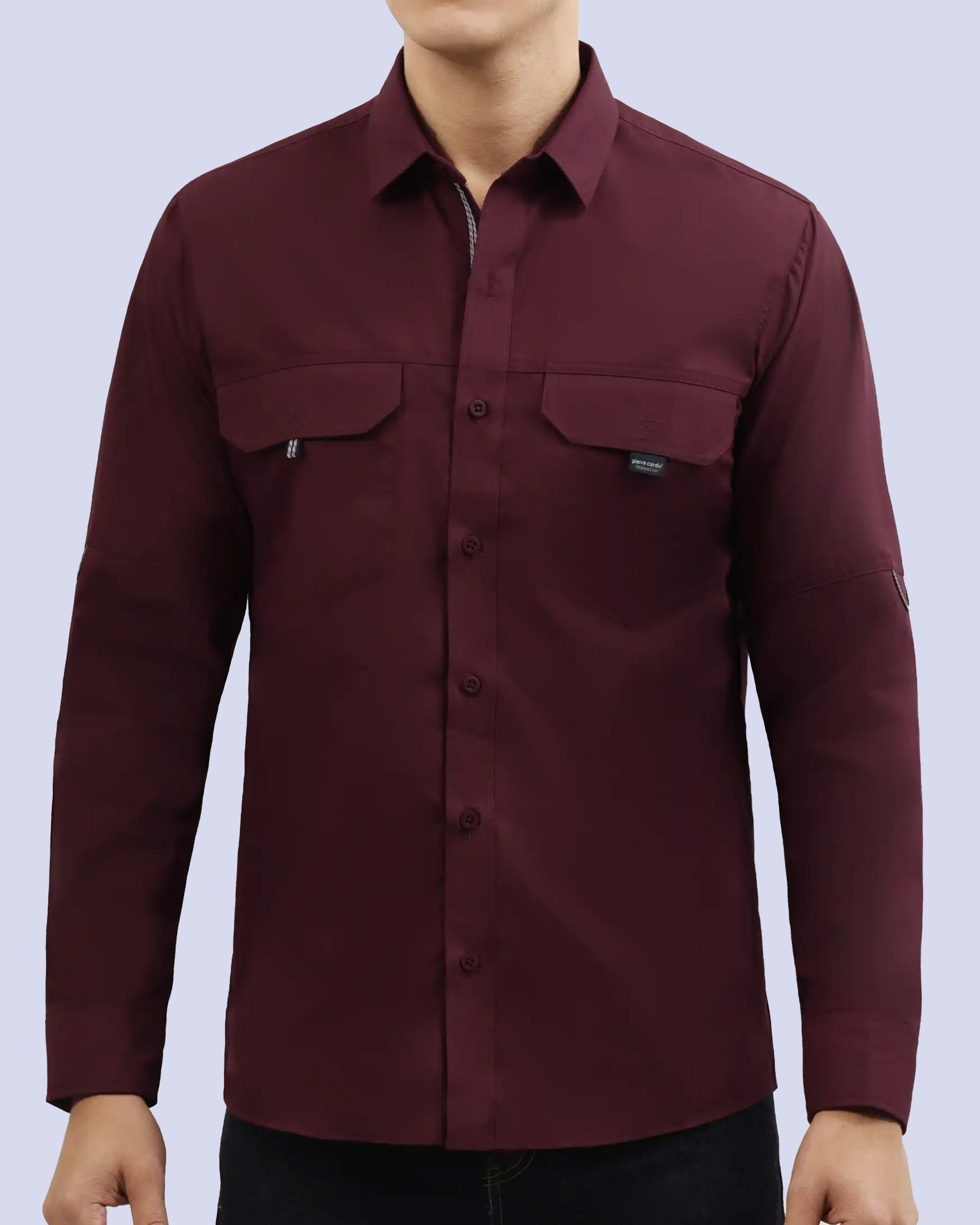 Camisa casual performance manga larga vino