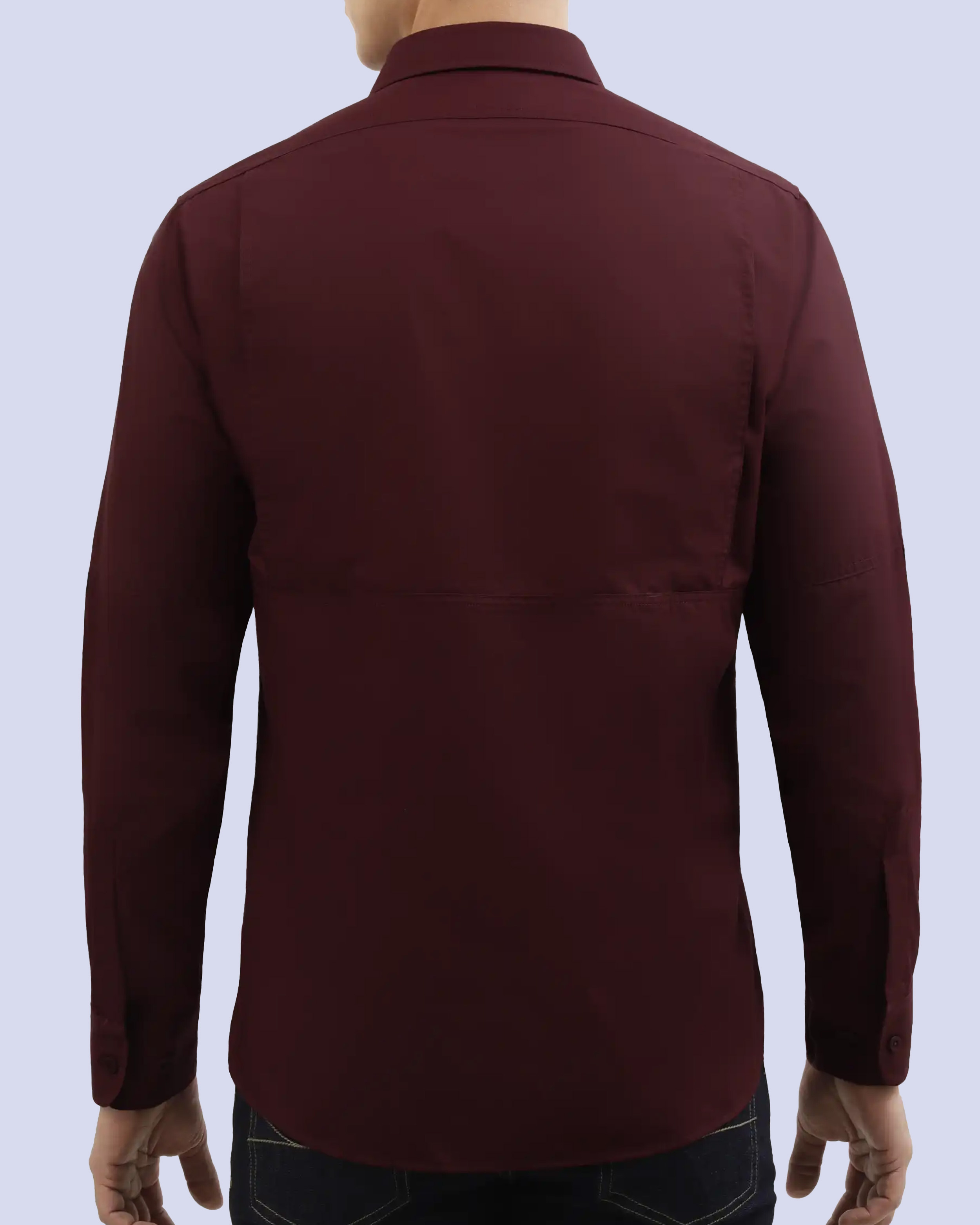 Camisa casual performance manga larga vino