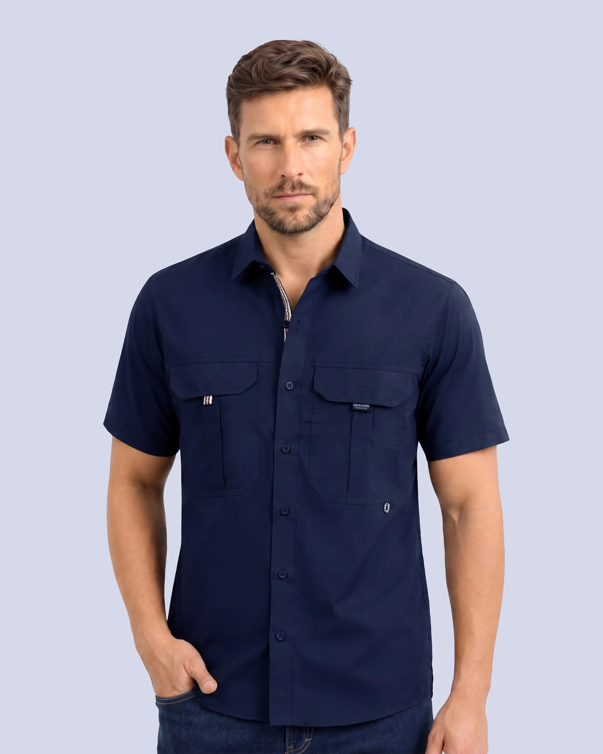 Camisa casual performance manga corta azul navy