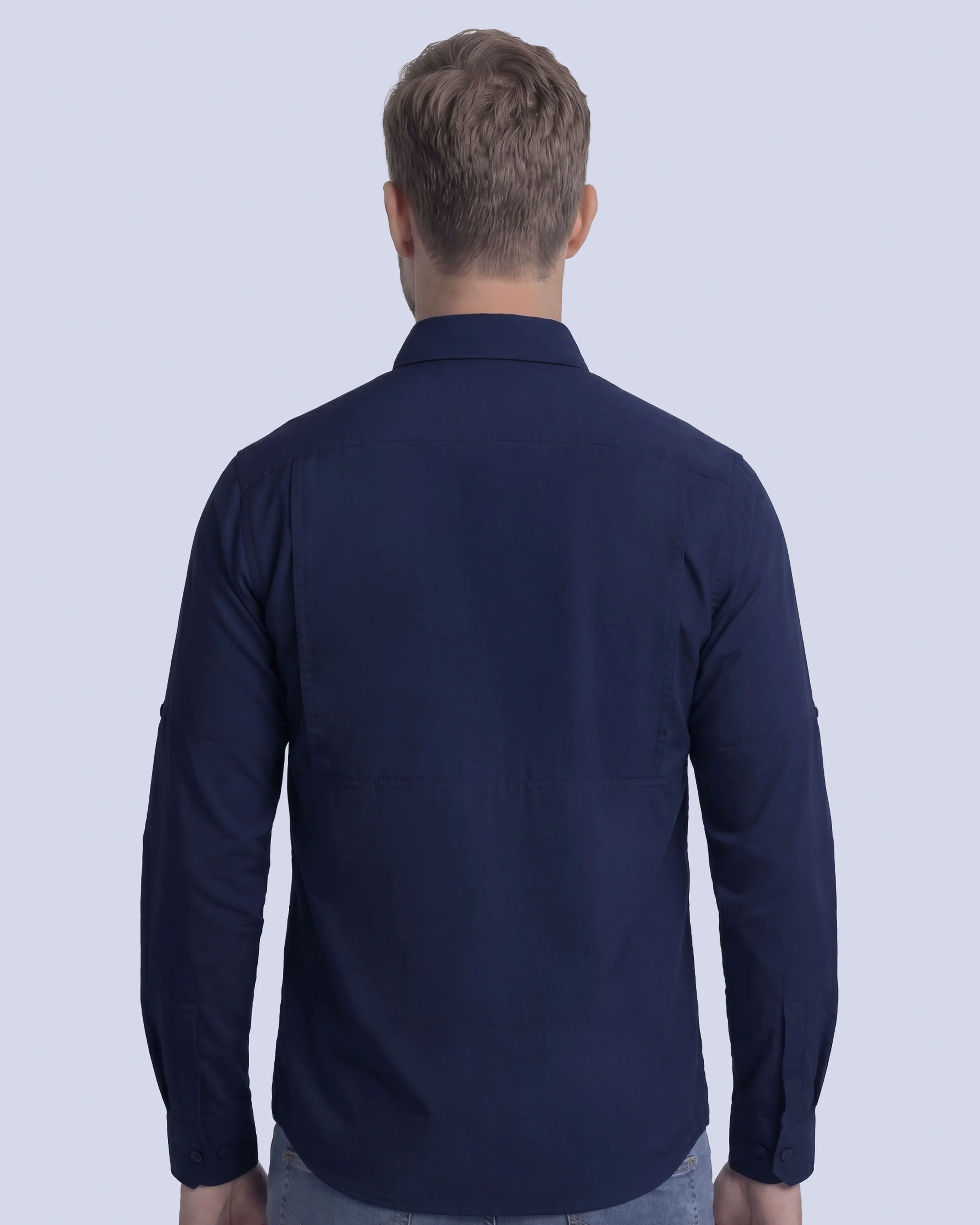 Camisa casual performance manga larga navy
