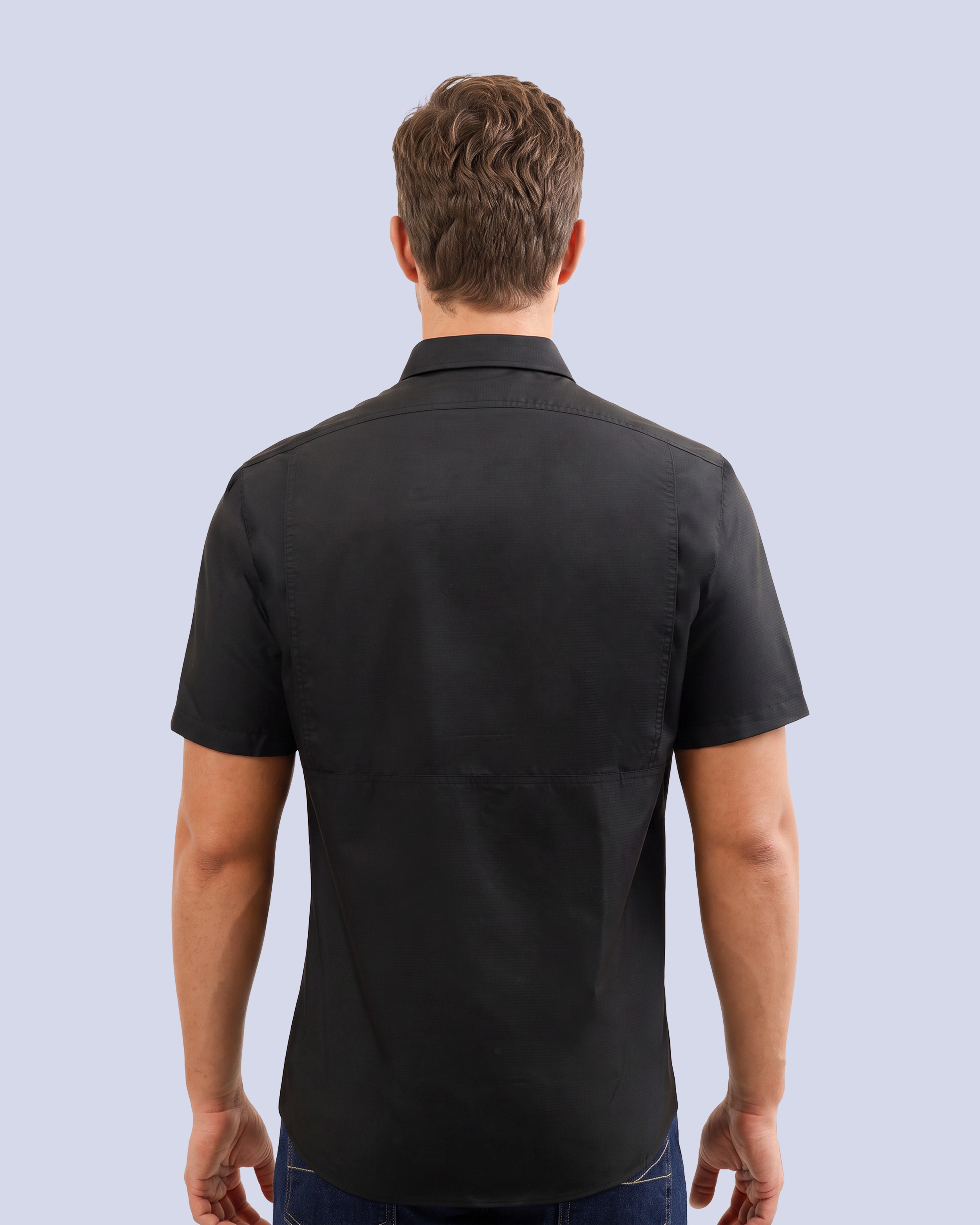 Camisa casual performance manga corta negra