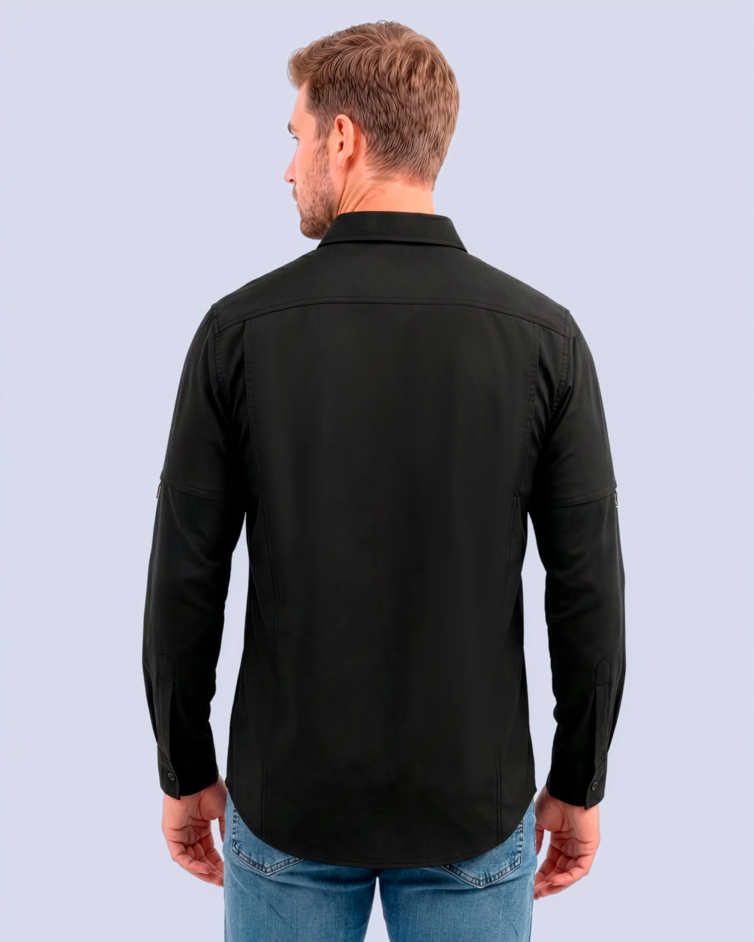 Camisa casual performance manga larga negra