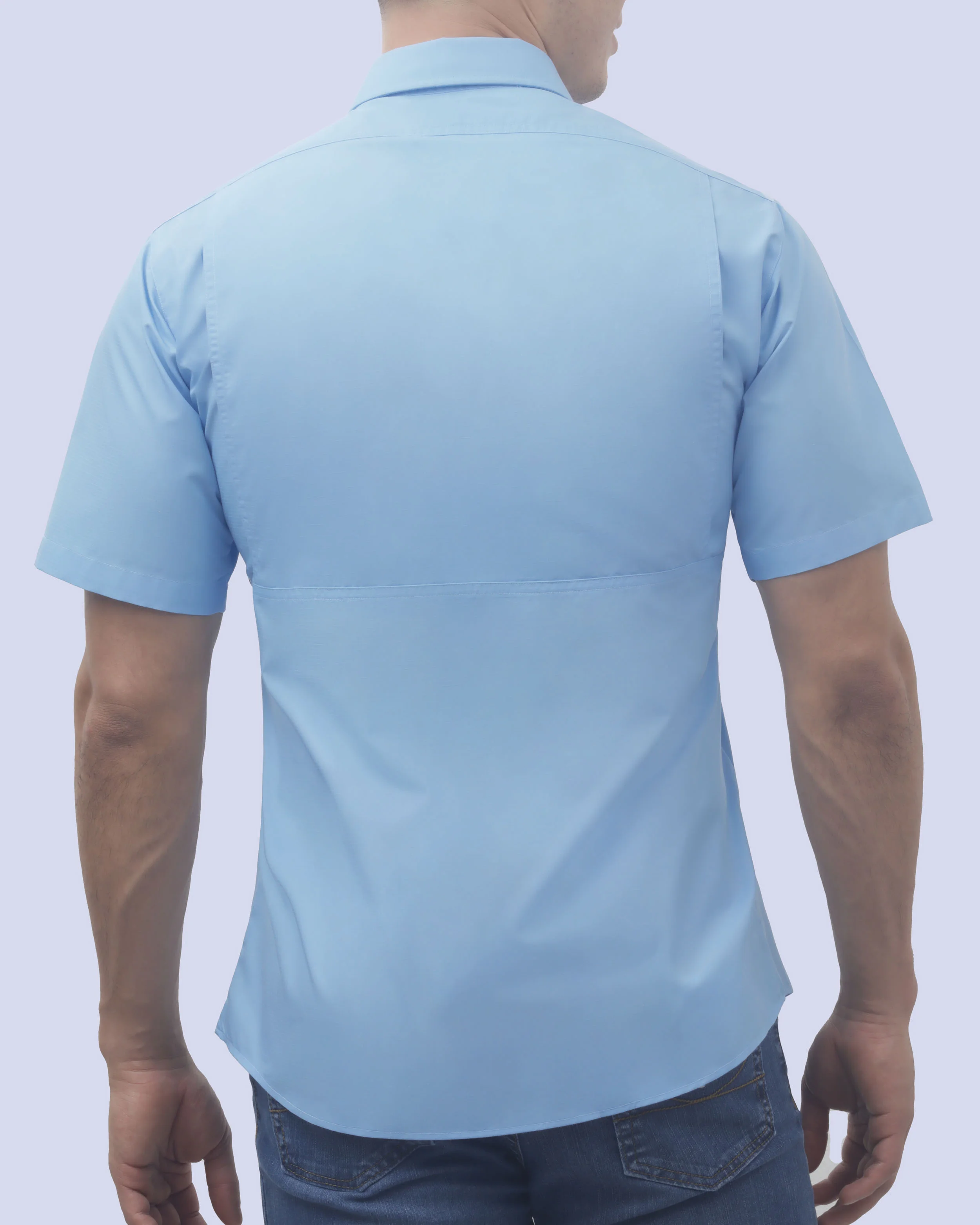 Camisa casual manga corta performance celeste