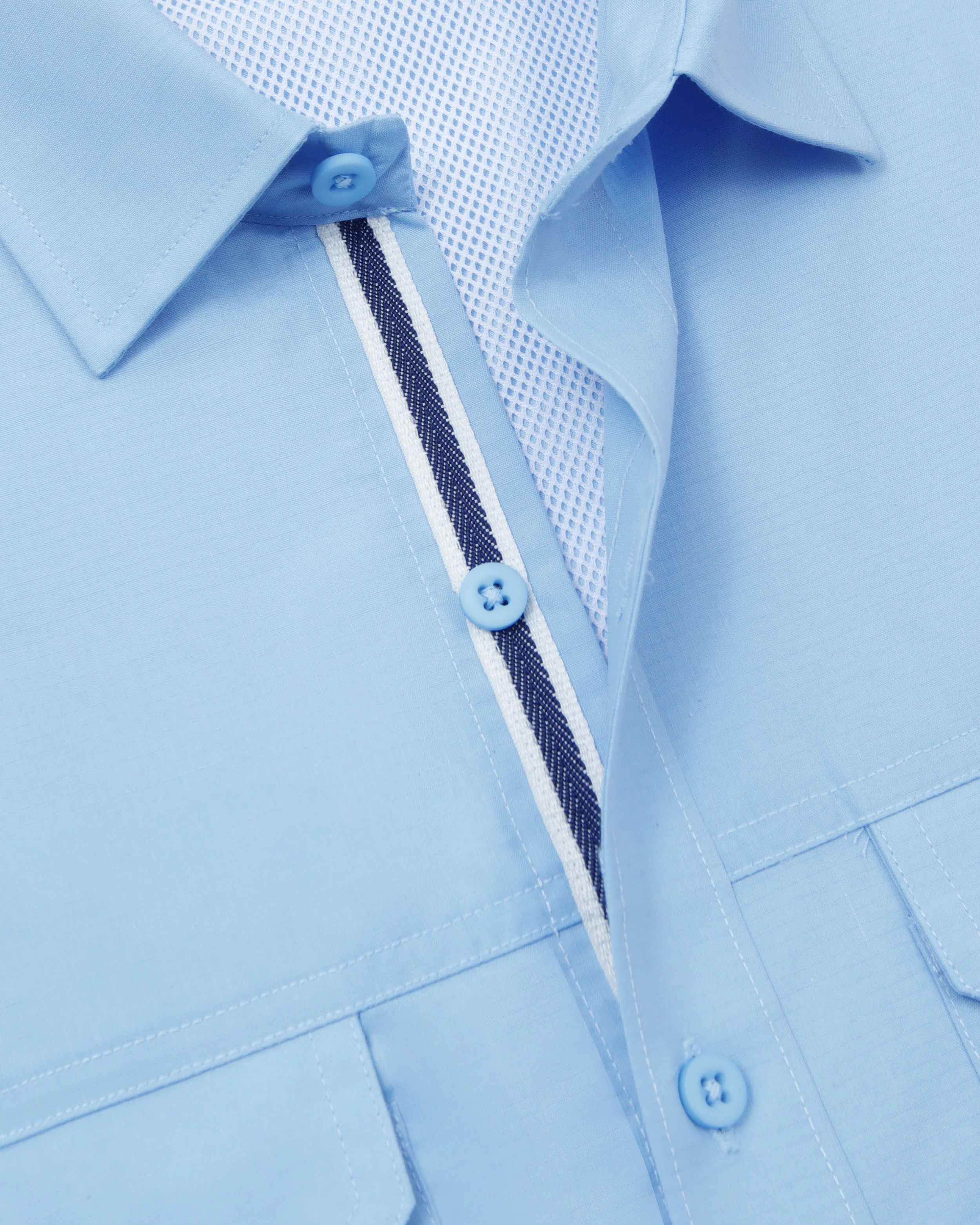 Camisa casual manga corta performance celeste
